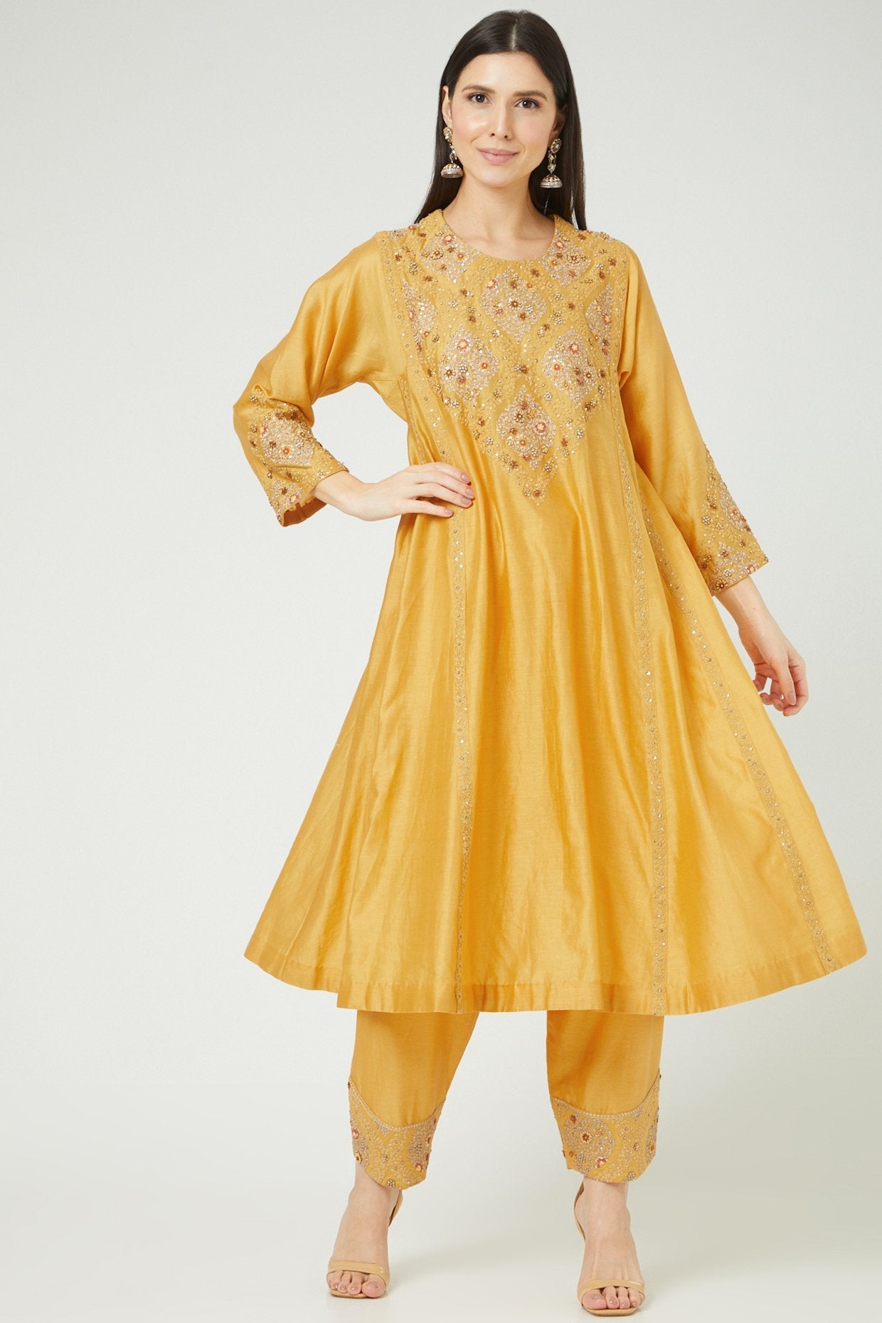 Yellow Kurta Set With Embroidery
