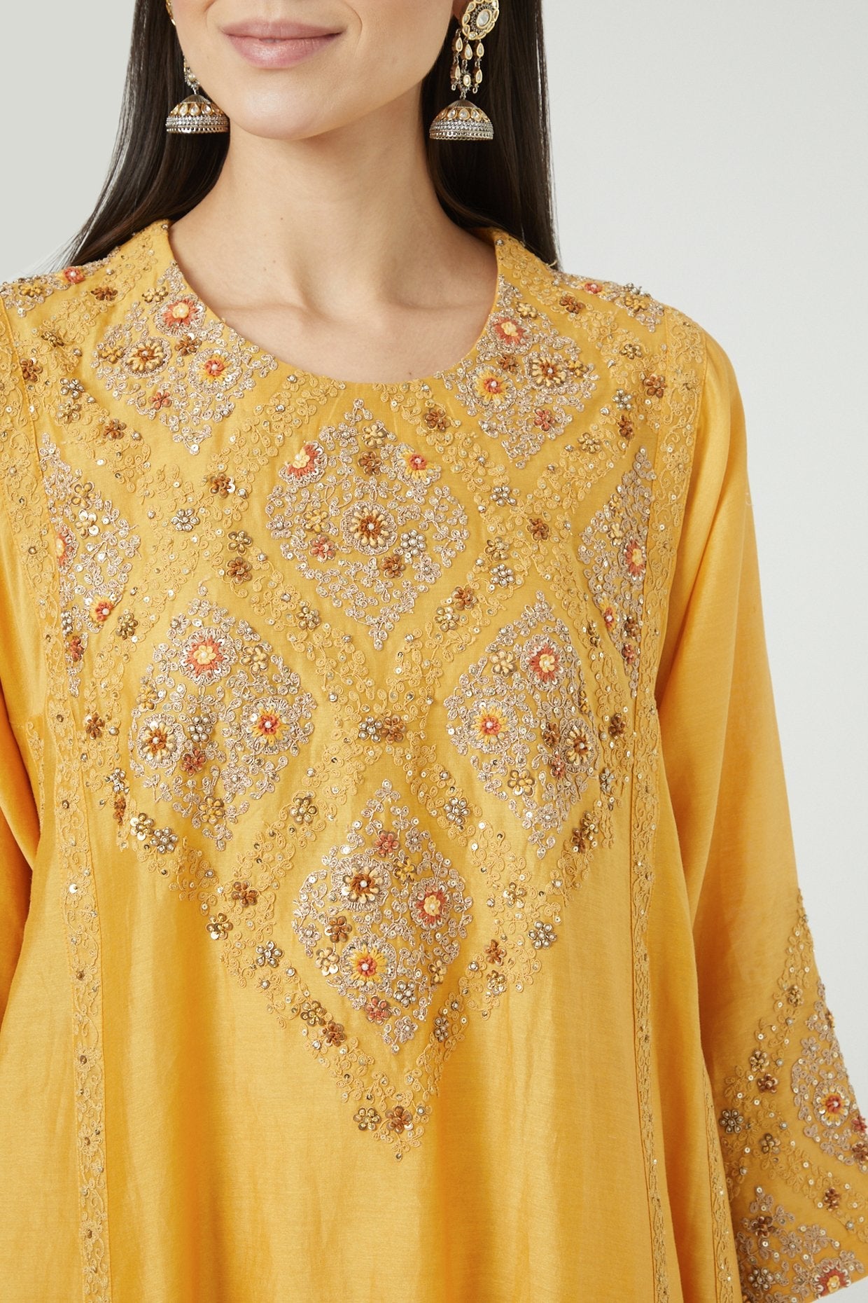 Yellow Kurta Set With Embroidery
