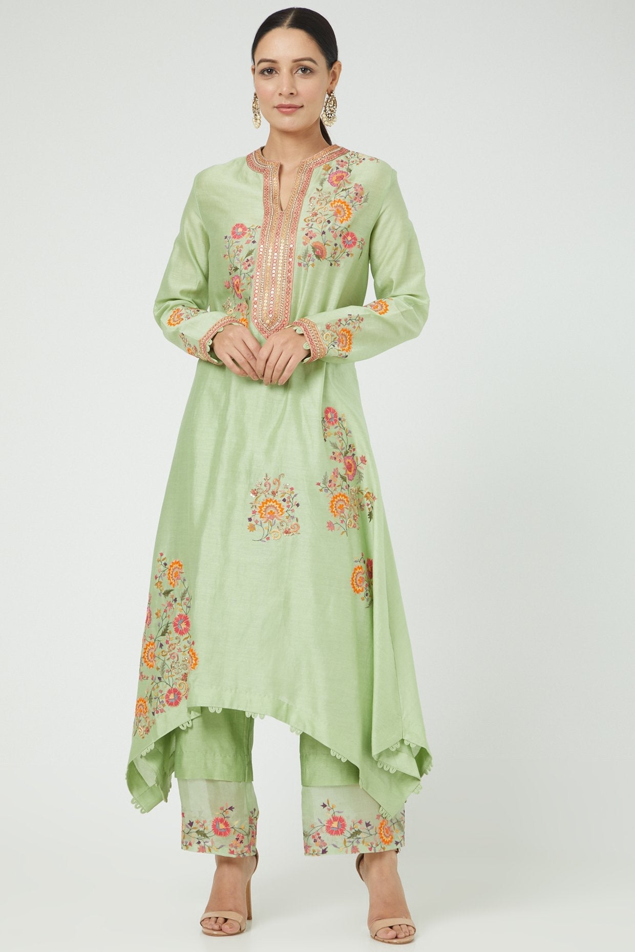 Mint Green Embroidered Kurta Set