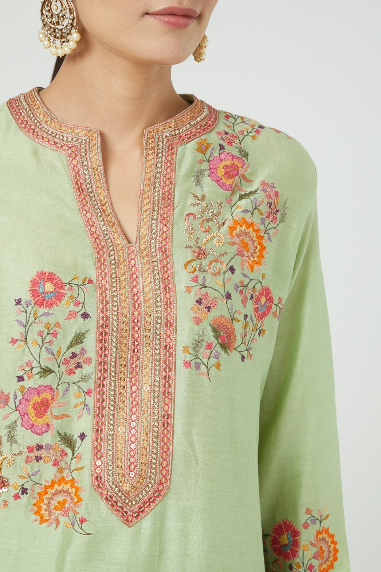 Mint Green Embroidered Kurta Set