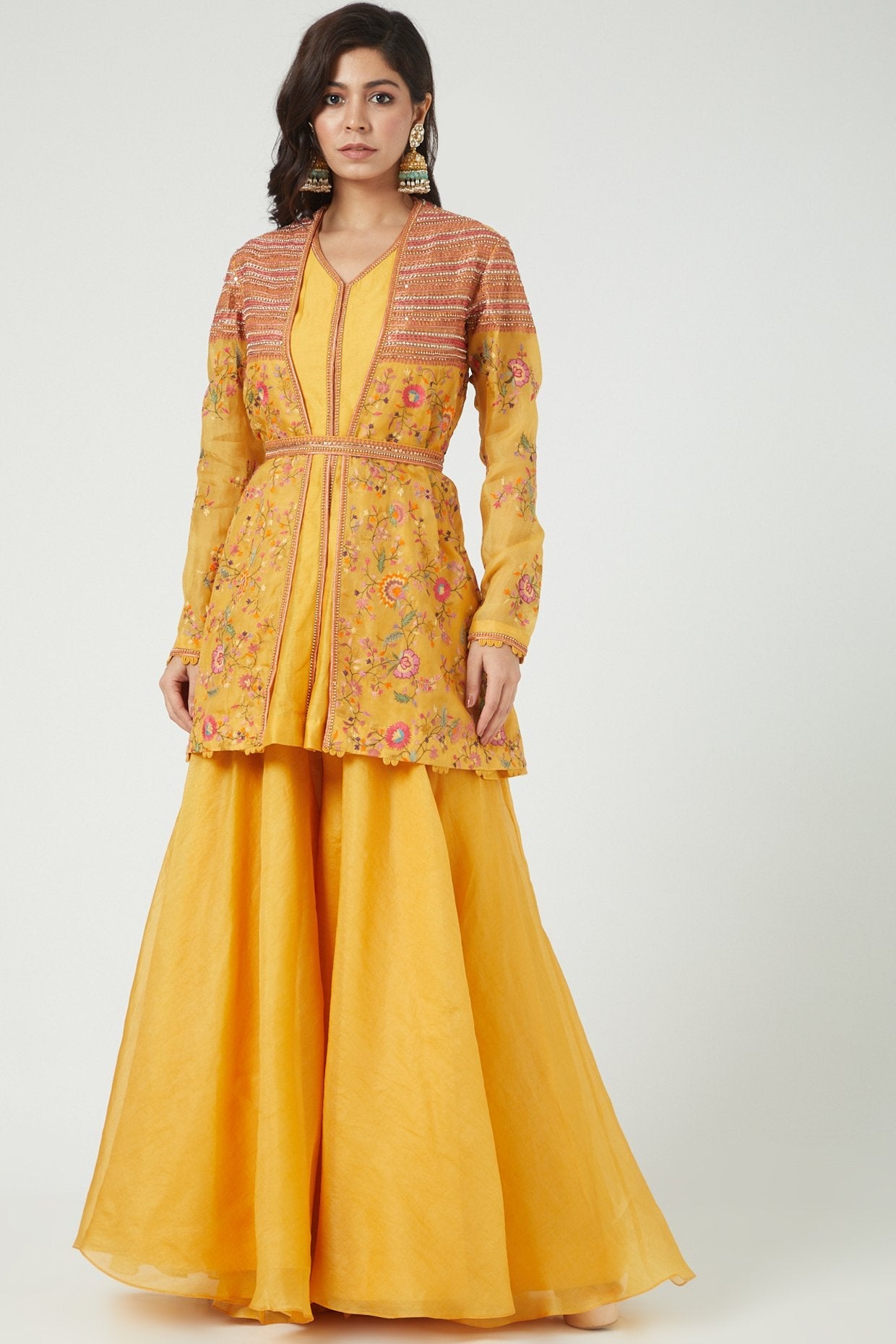 Mustard Organza Sharara Set