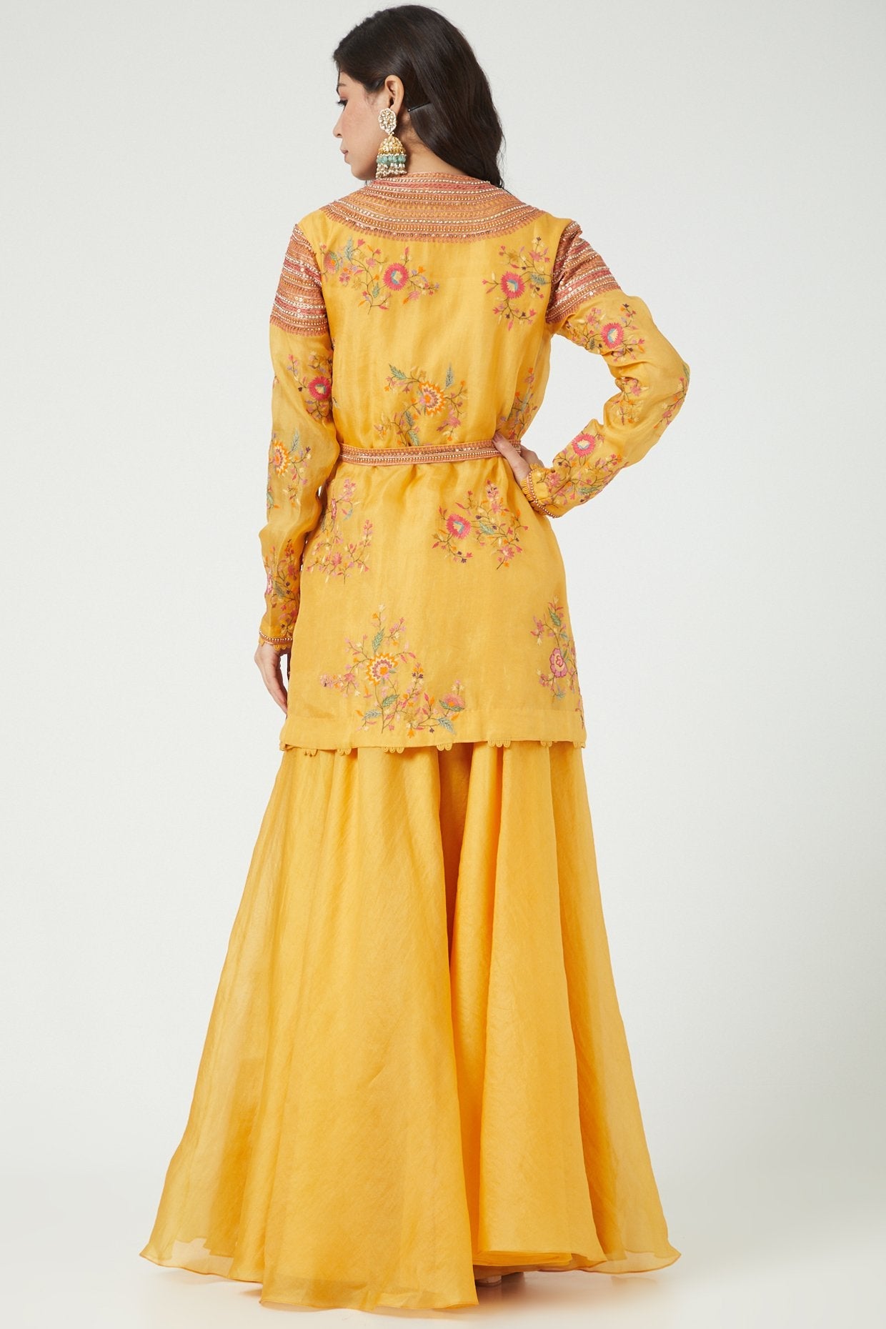 Mustard Organza Sharara Set
