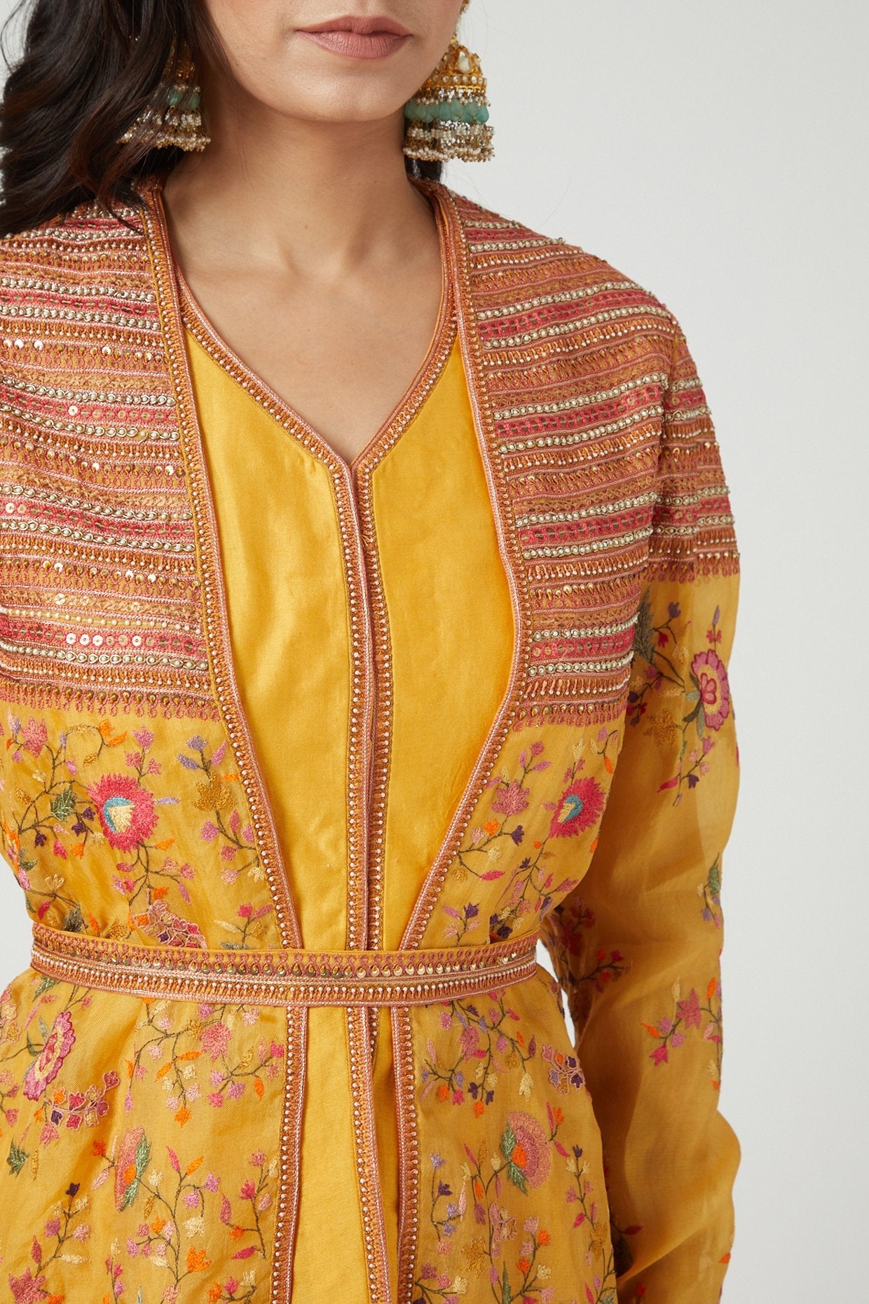 Mustard Organza Sharara Set