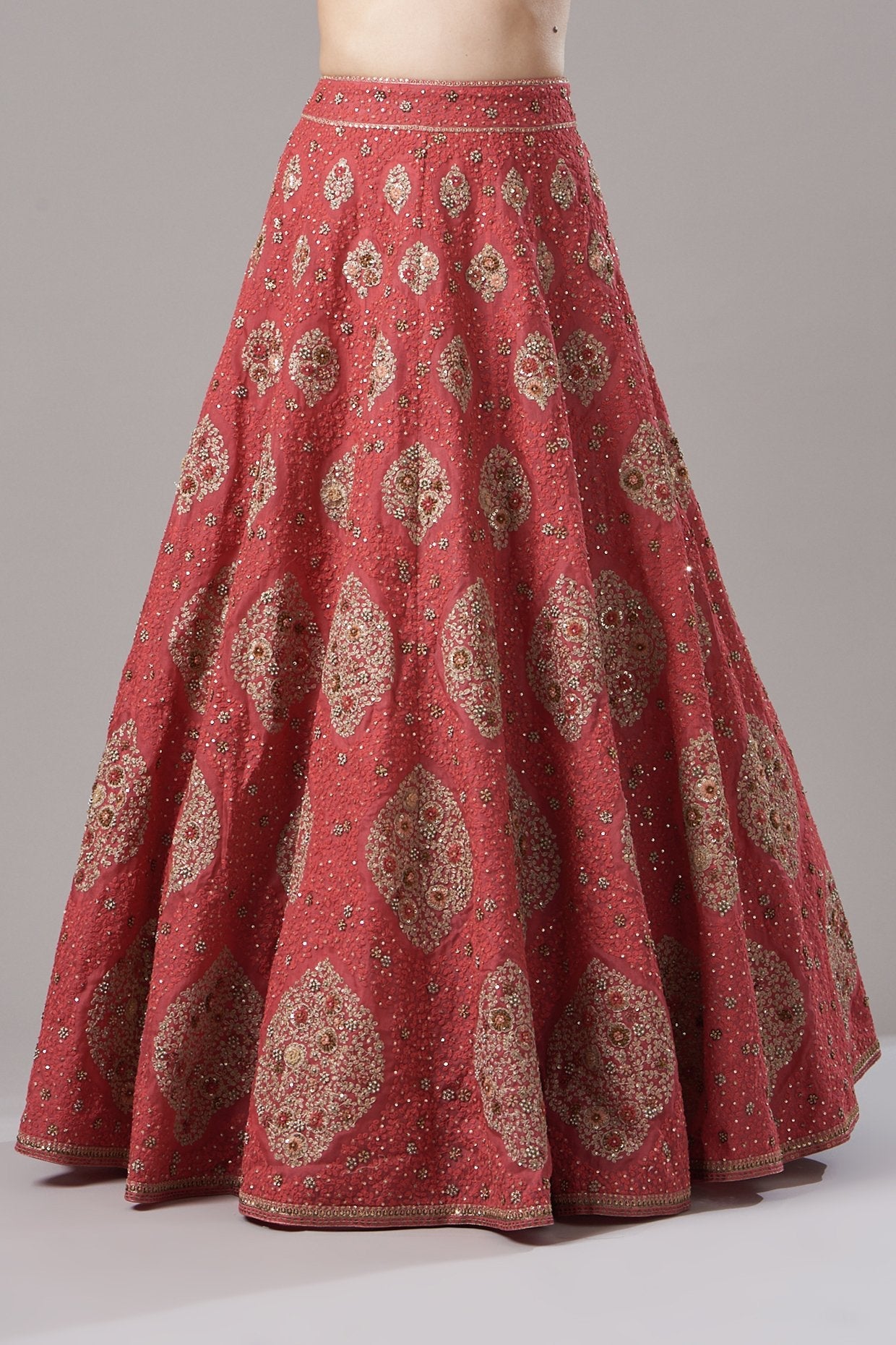 Red Organza Shimmer Lehenga Set