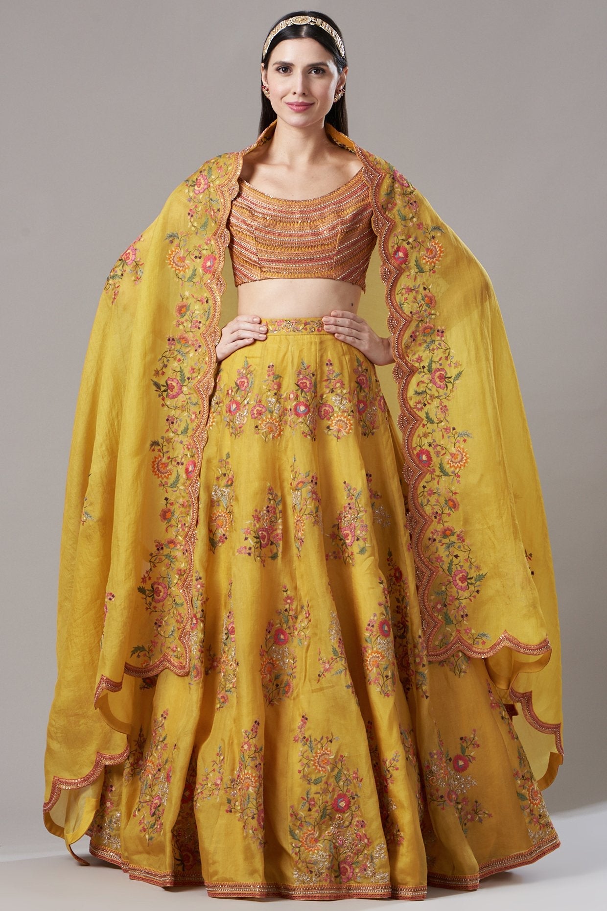 Yellow Embroidered Lehenga Set