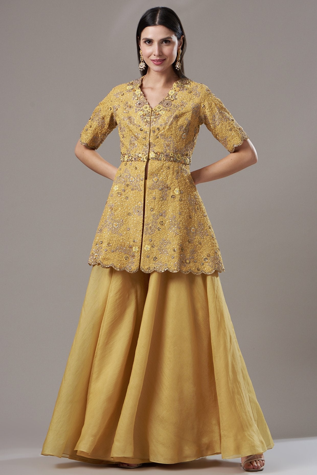 Yellow Organza Sharara Set