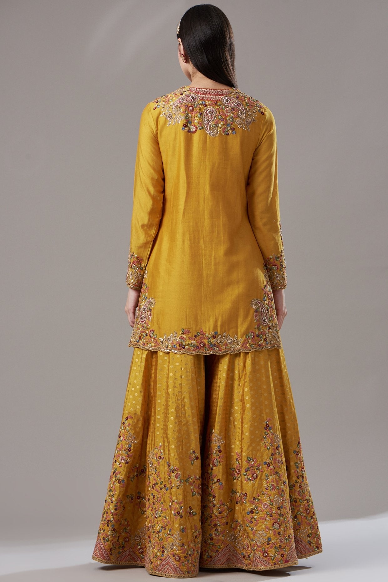 Yellow Embroidered Sharara Set