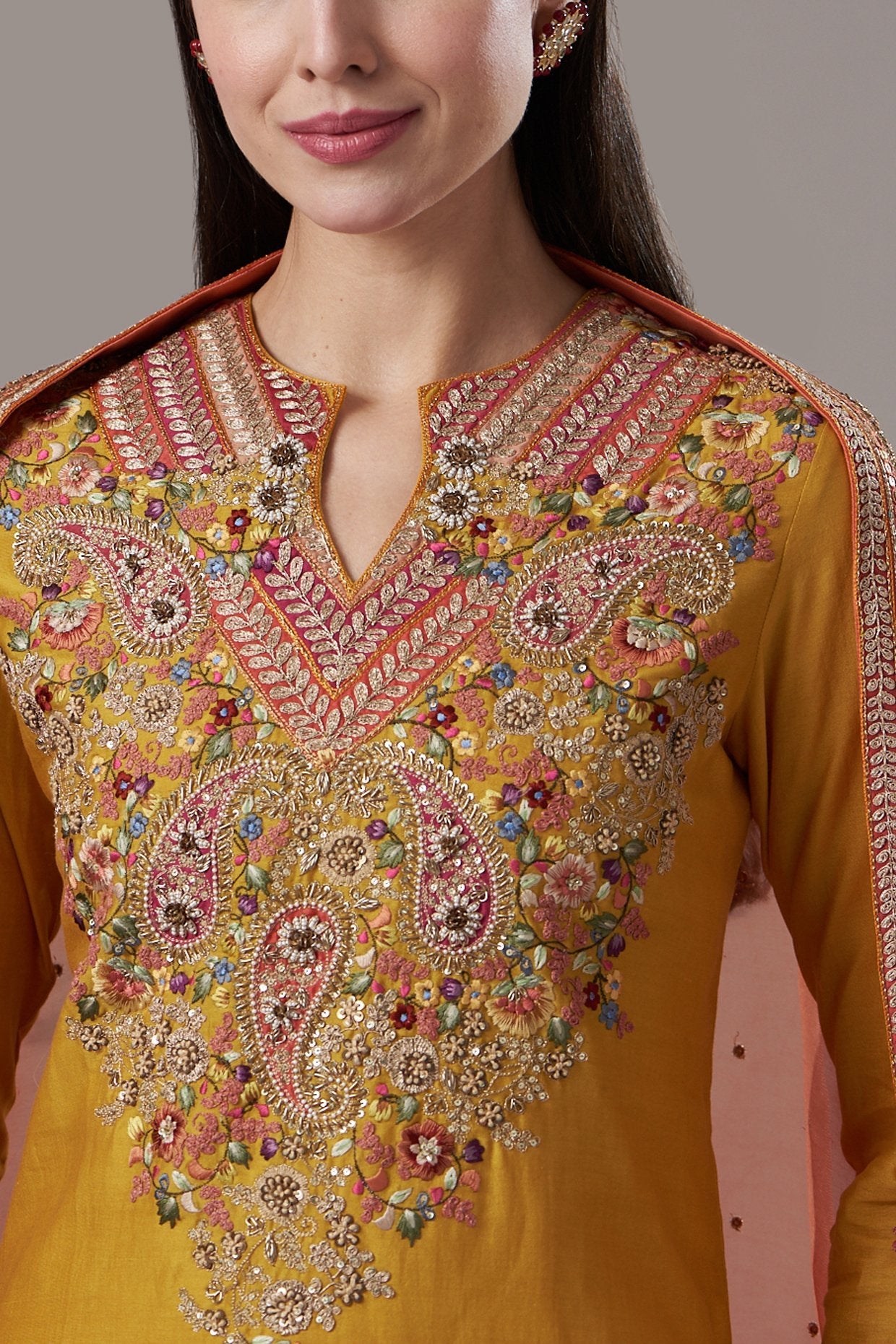 Yellow Embroidered Sharara Set