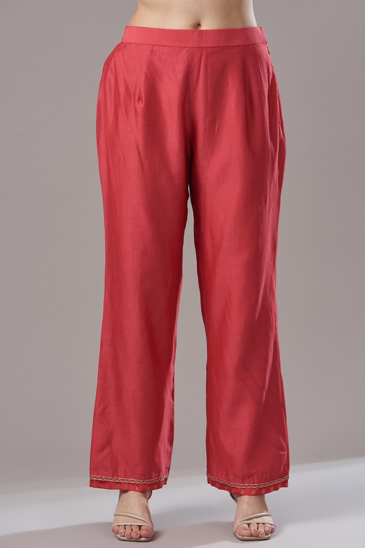 Red Embroidered Kurta Set