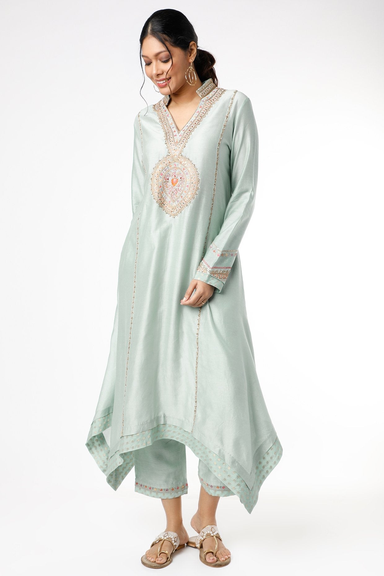 Powder Blue Chanderi Kurta Set