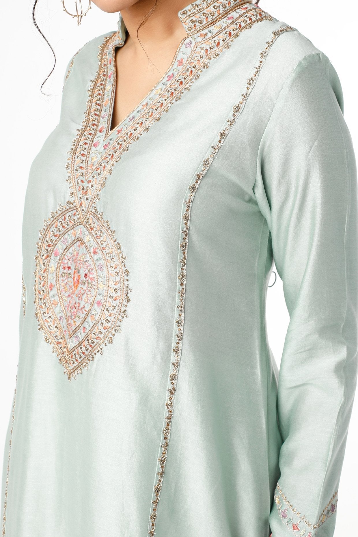 Powder Blue Chanderi Kurta Set