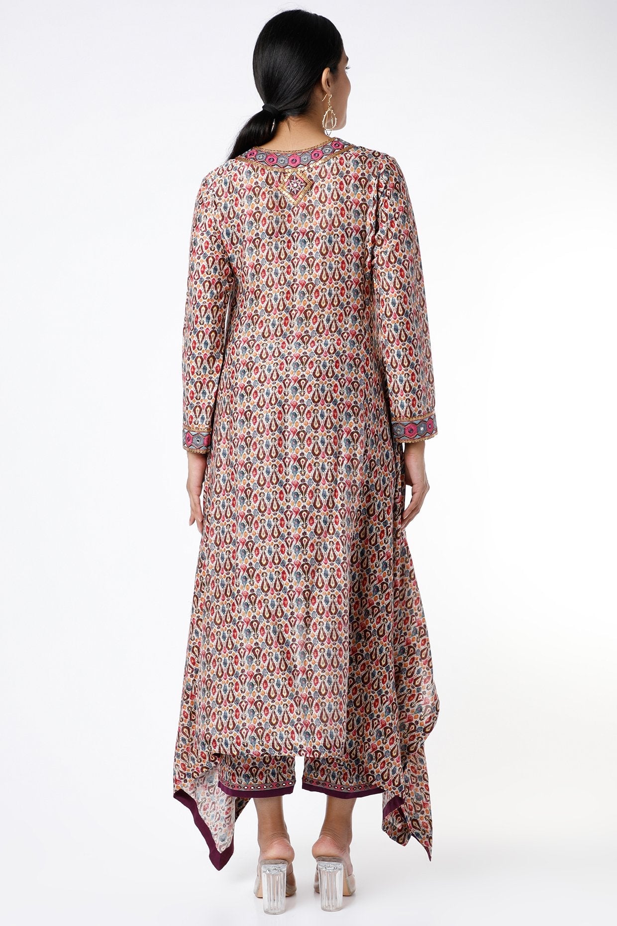 Beige Asymmetrical Kurta Set
