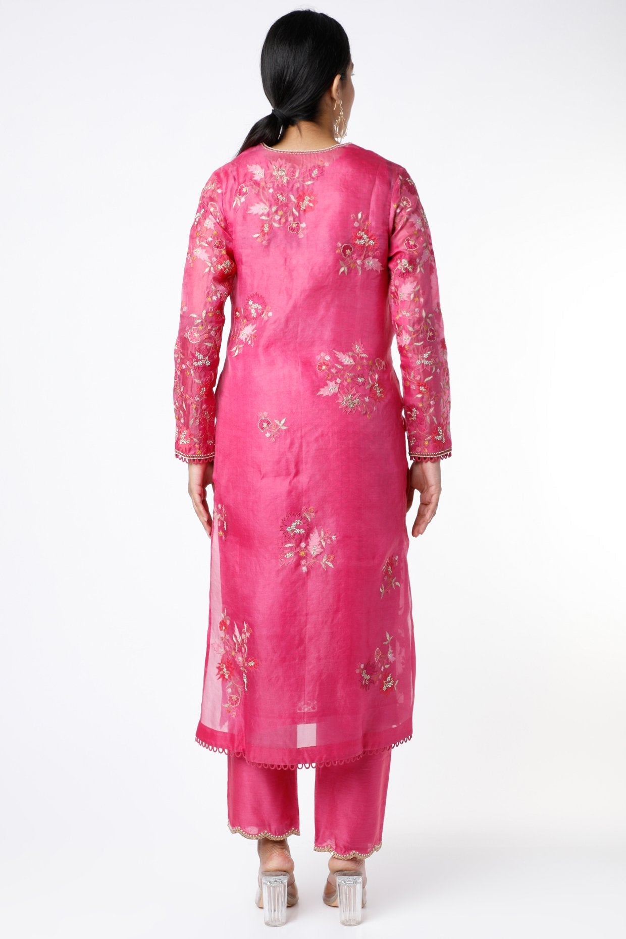 Fuchsia Organza Kurta Set