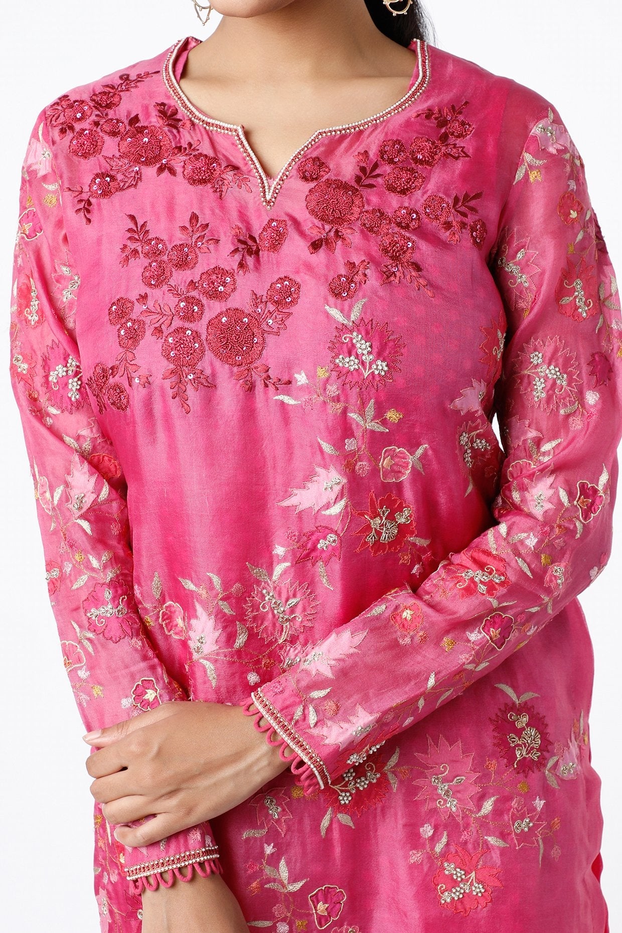 Fuchsia Organza Kurta Set