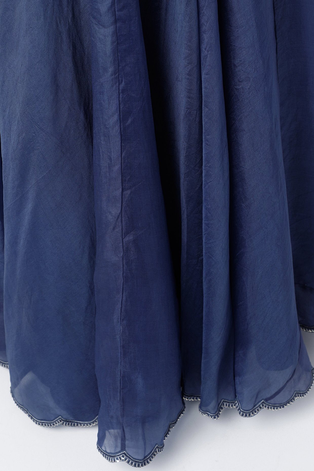 Midnight Blue Skirt With Embroidered Blouse