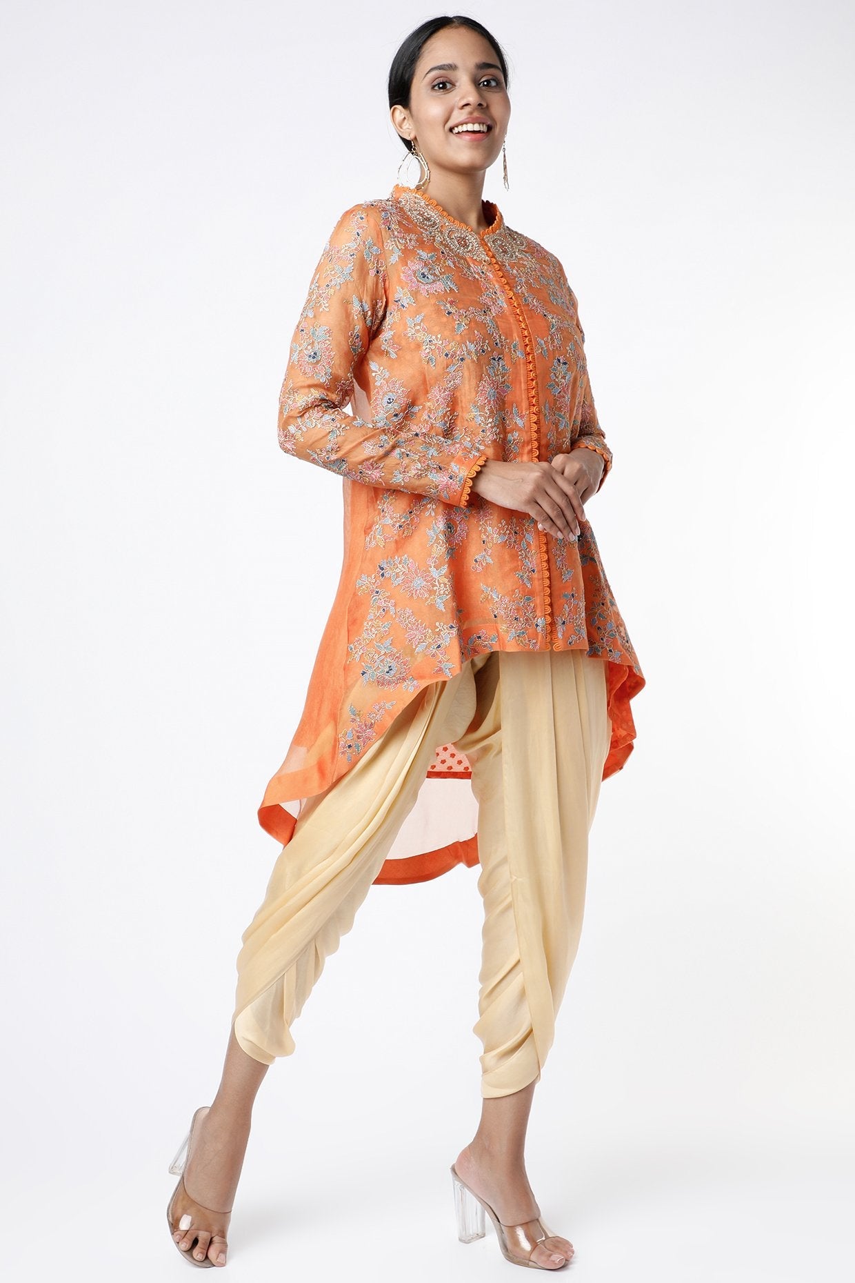 Orange Organza Kurta Set