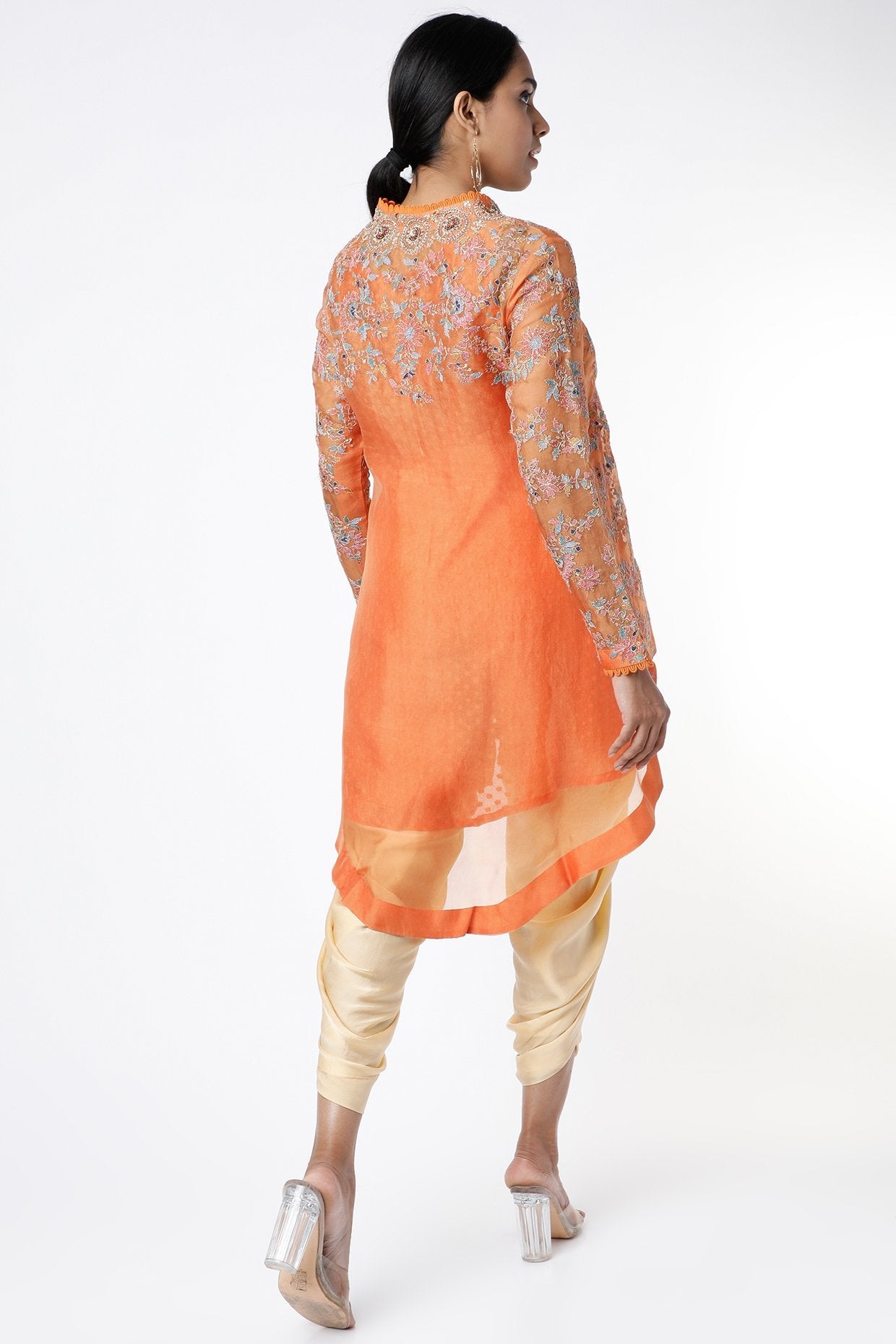 Orange Organza Kurta Set
