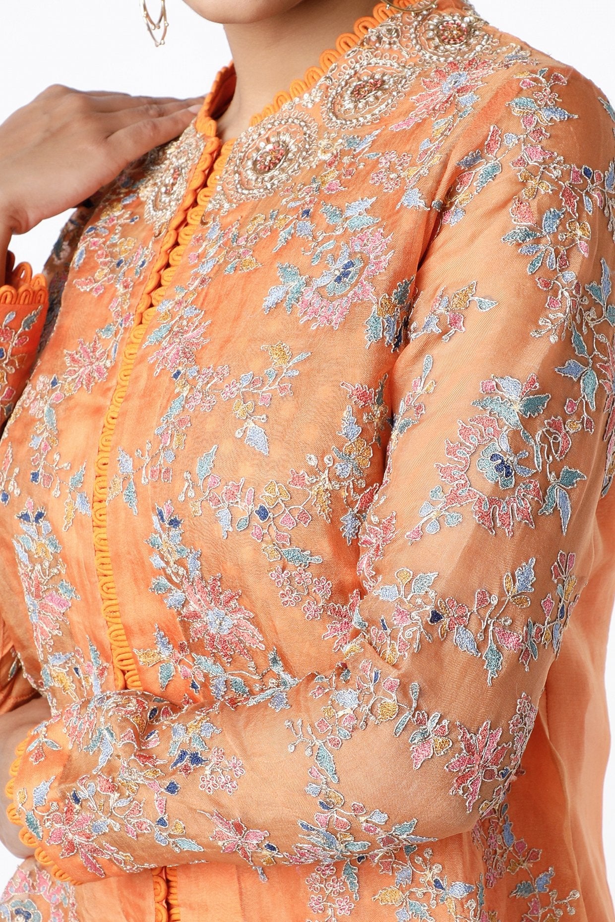 Orange Organza Kurta Set