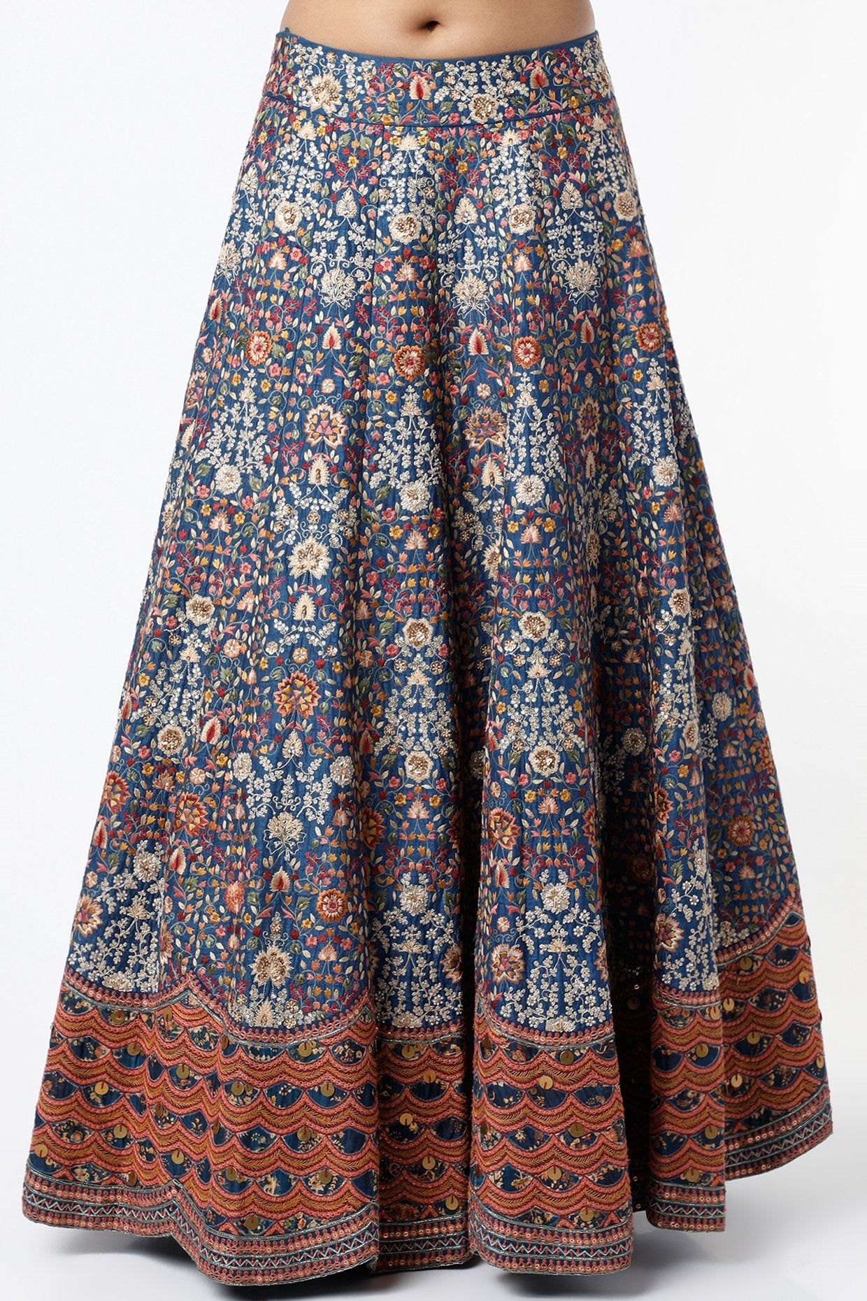 Midnight Blue Dupion Lehenga Set