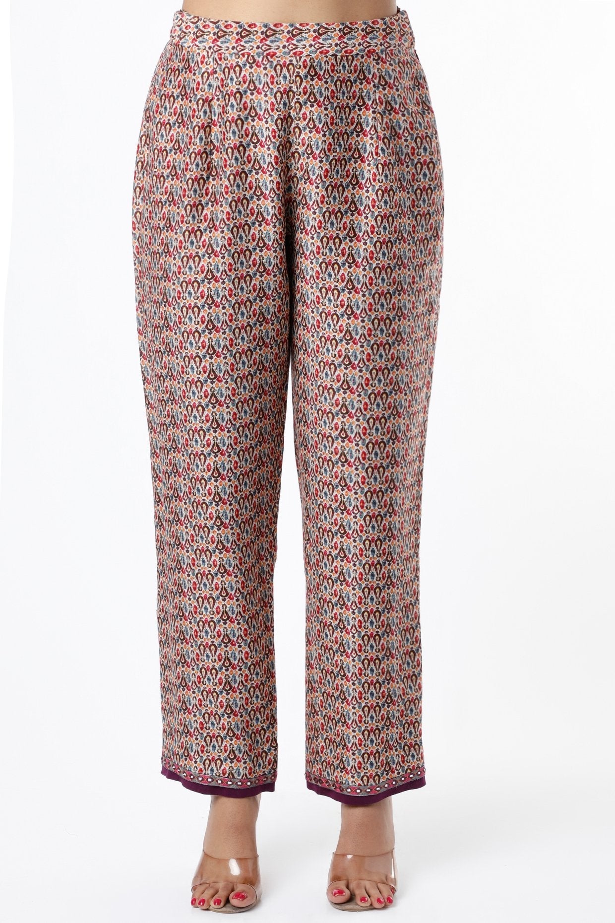 Beige Mirror Embroidered Kurta Set