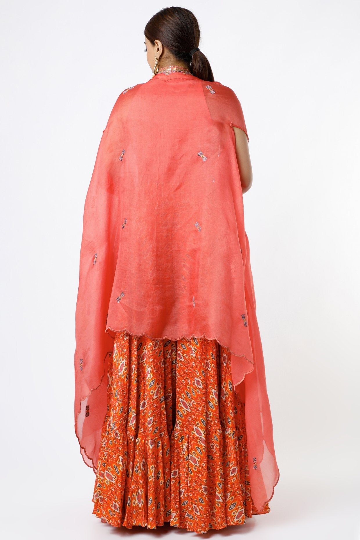 Orange & Pink Chanderi Sharara Set