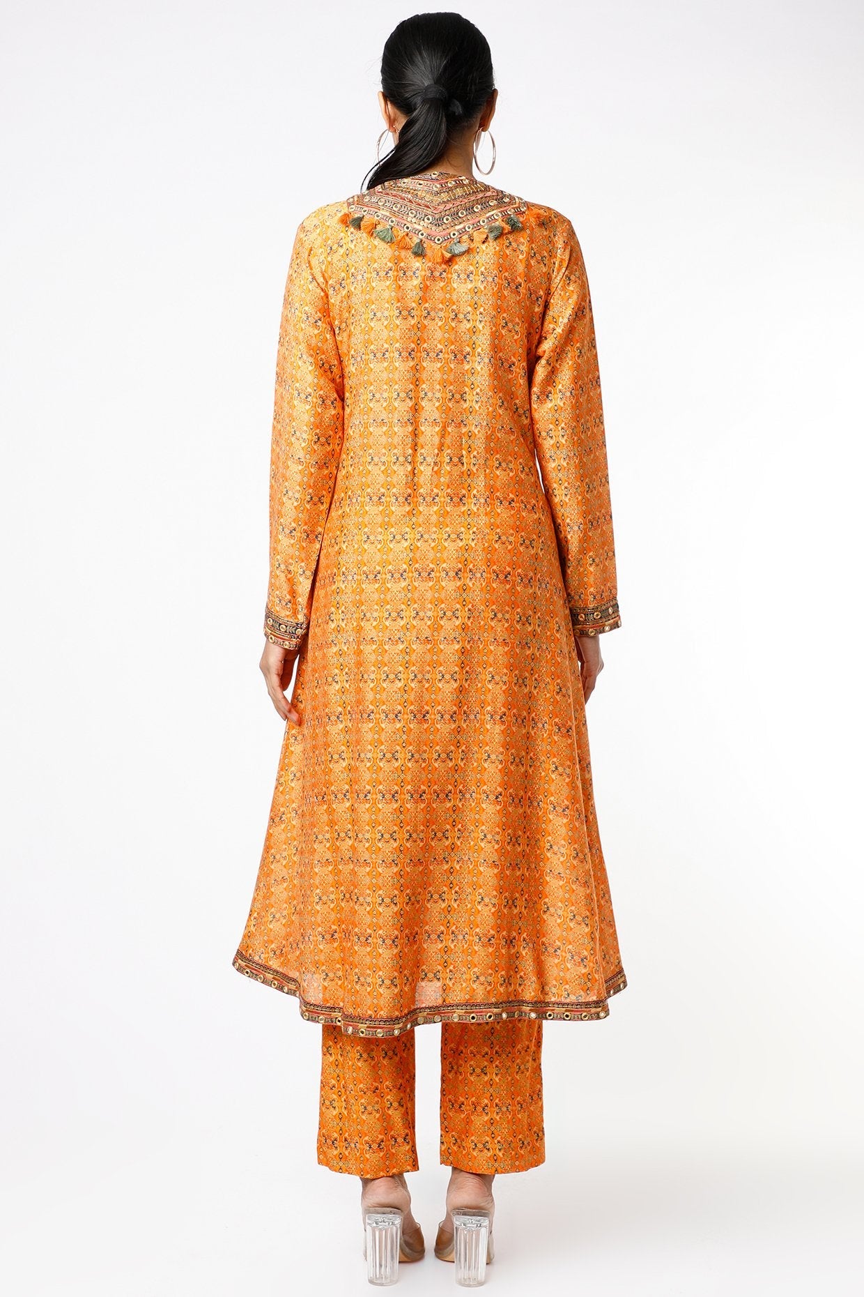 Orange Chanderi Kurta Set