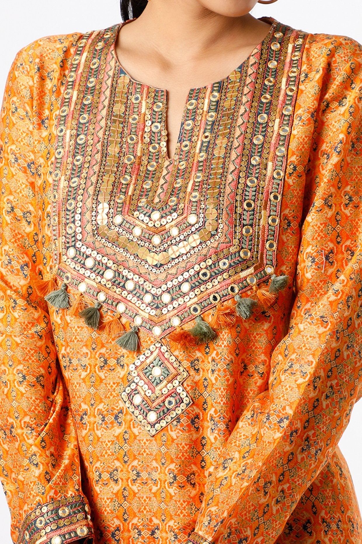 Orange Chanderi Kurta Set