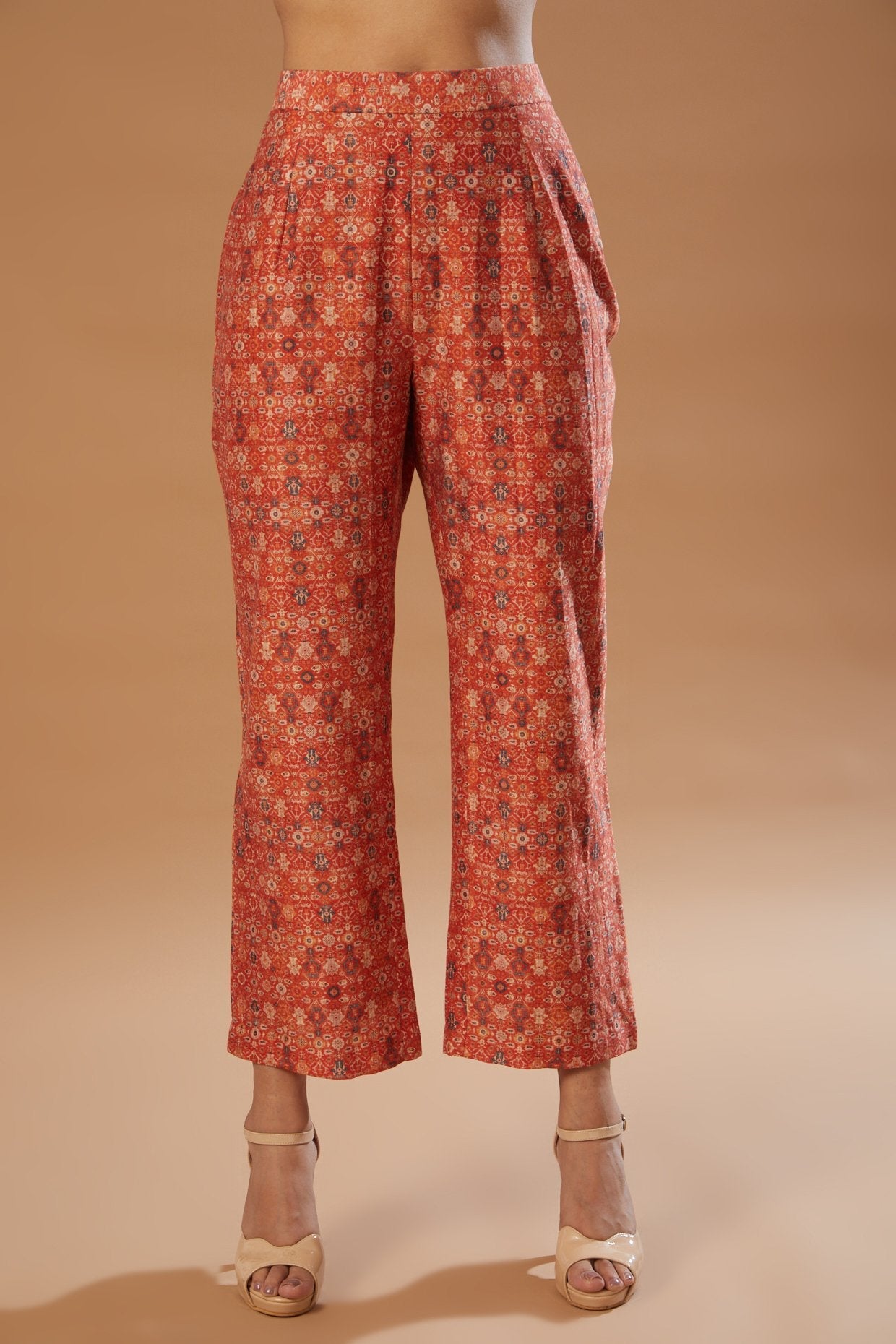 Rust Embroidered Kalidar Anarkali Set