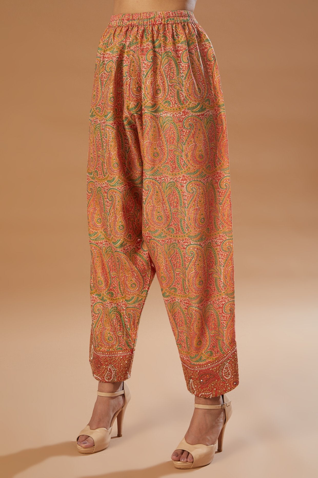 Orange Chanderi Embroidered Kurta Set