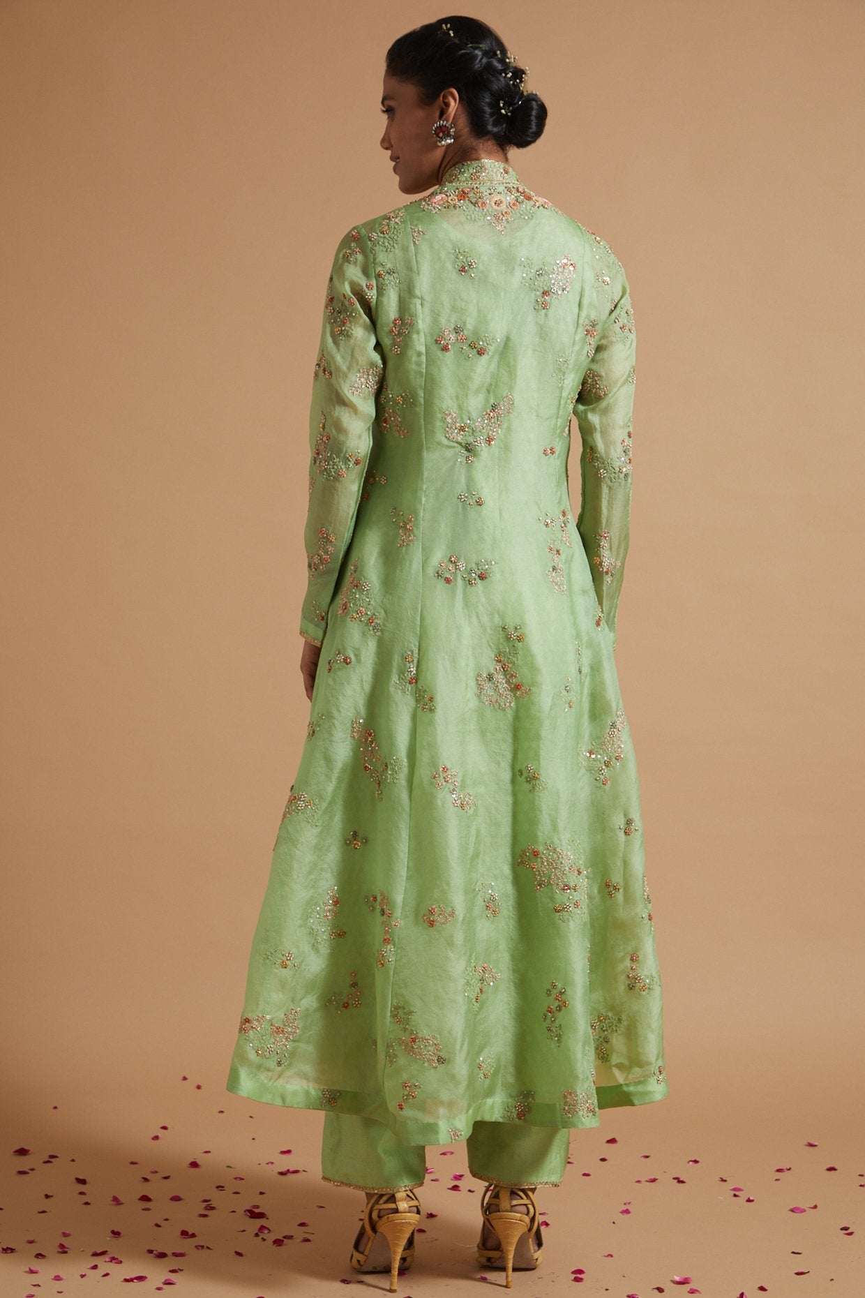 High-Low Front Open Jacket With Pants