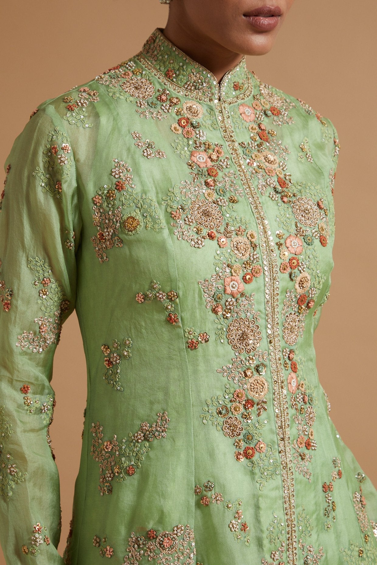 High-Low Front Open Jacket With Pants