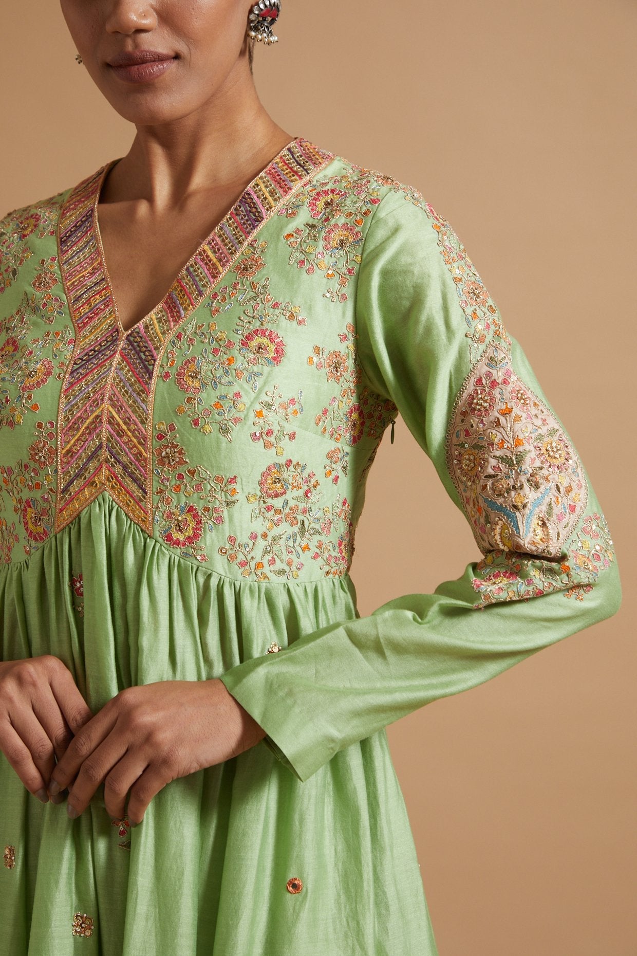 Heart Shape Gather Kurta With Pants