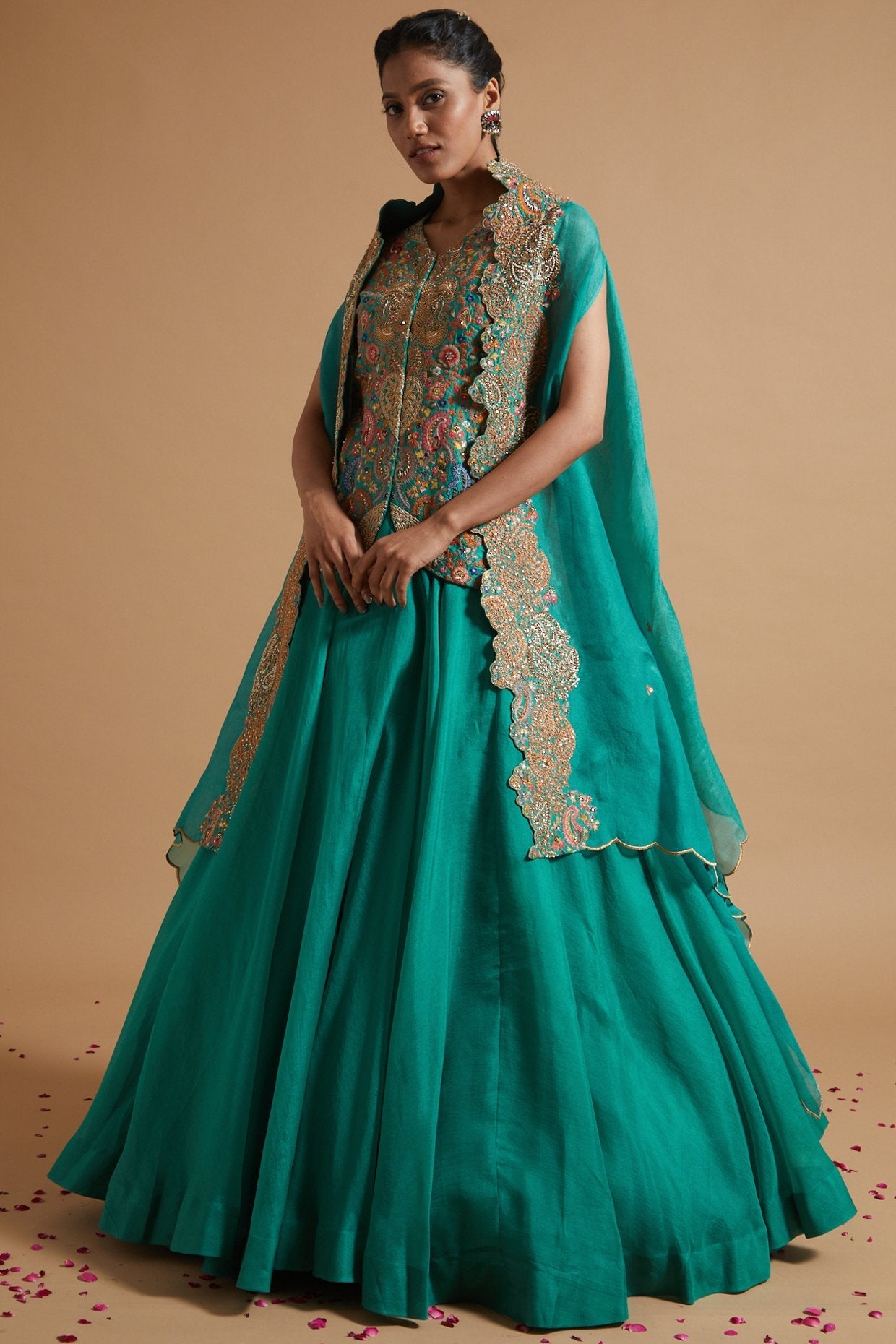 Short Jacket With Skirt And Cape