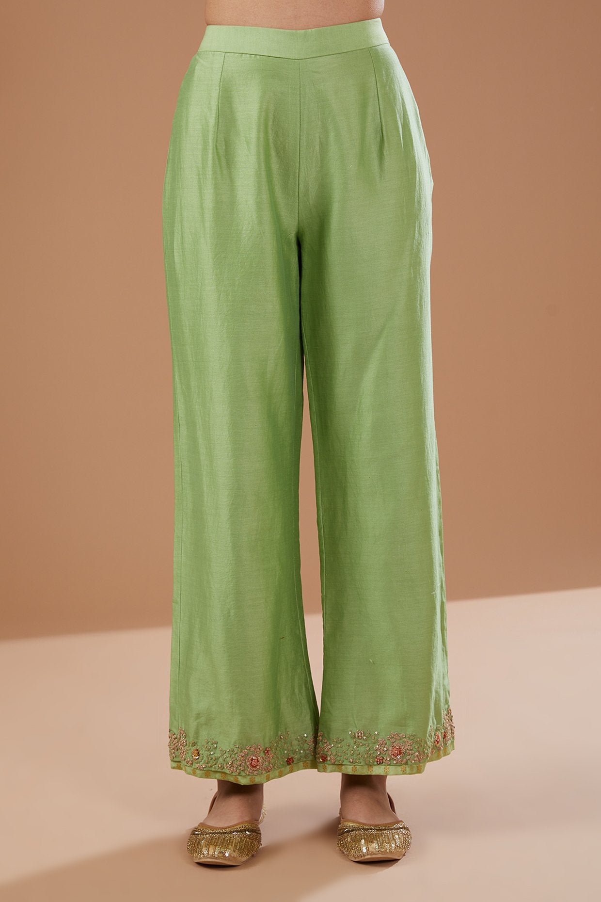 Green Chanderi Shimmer Dori Embroidered Hanky Kurta Set