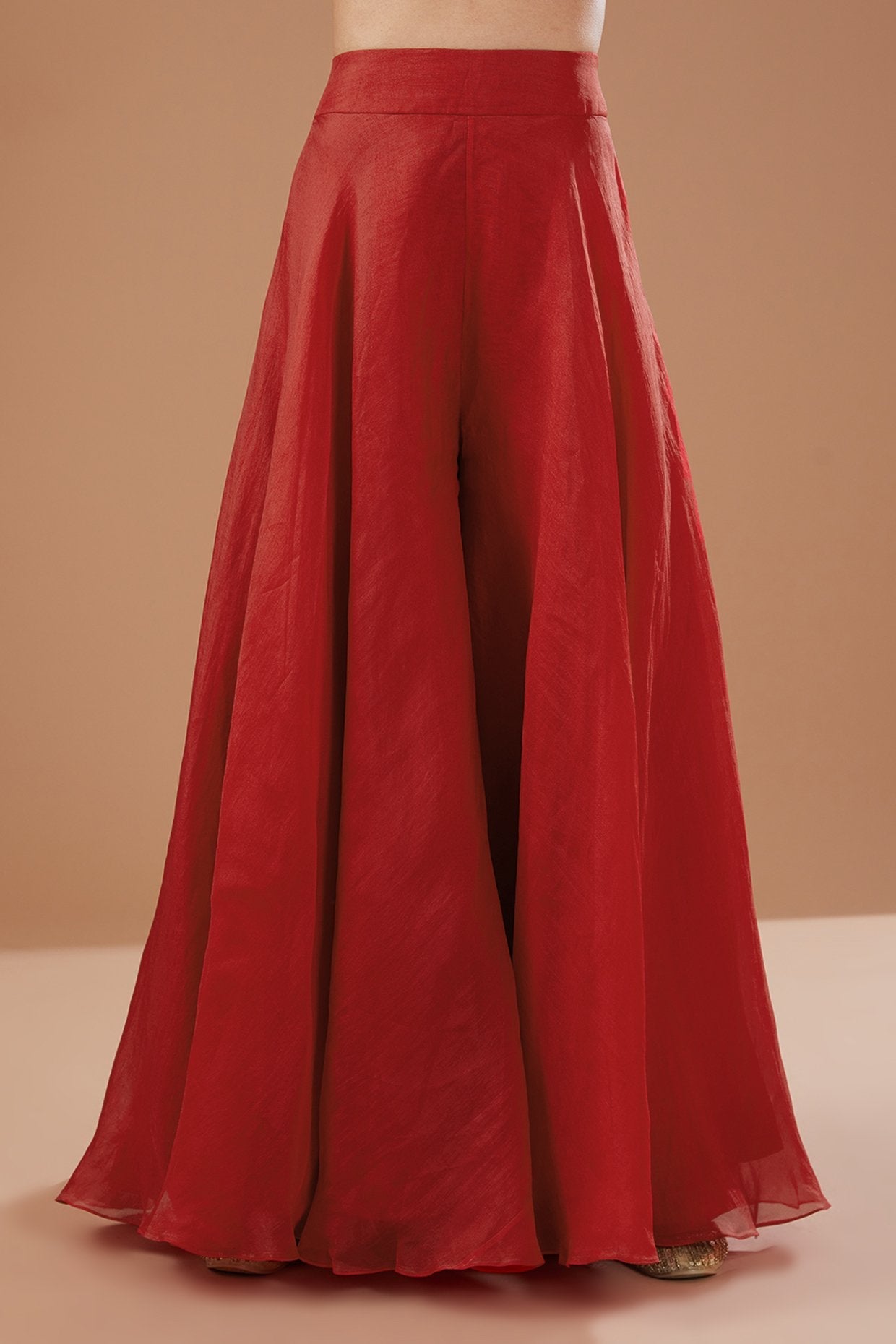 Red Organza Sharara Set