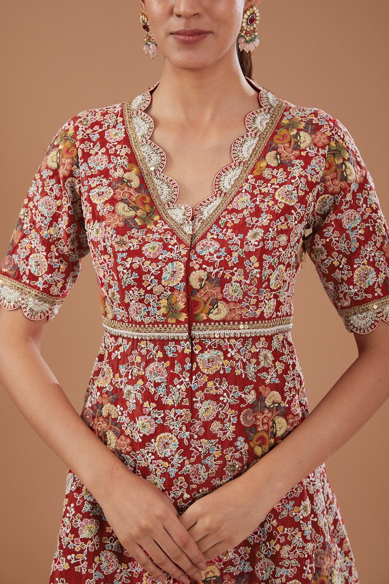 Red Organza Sharara Set