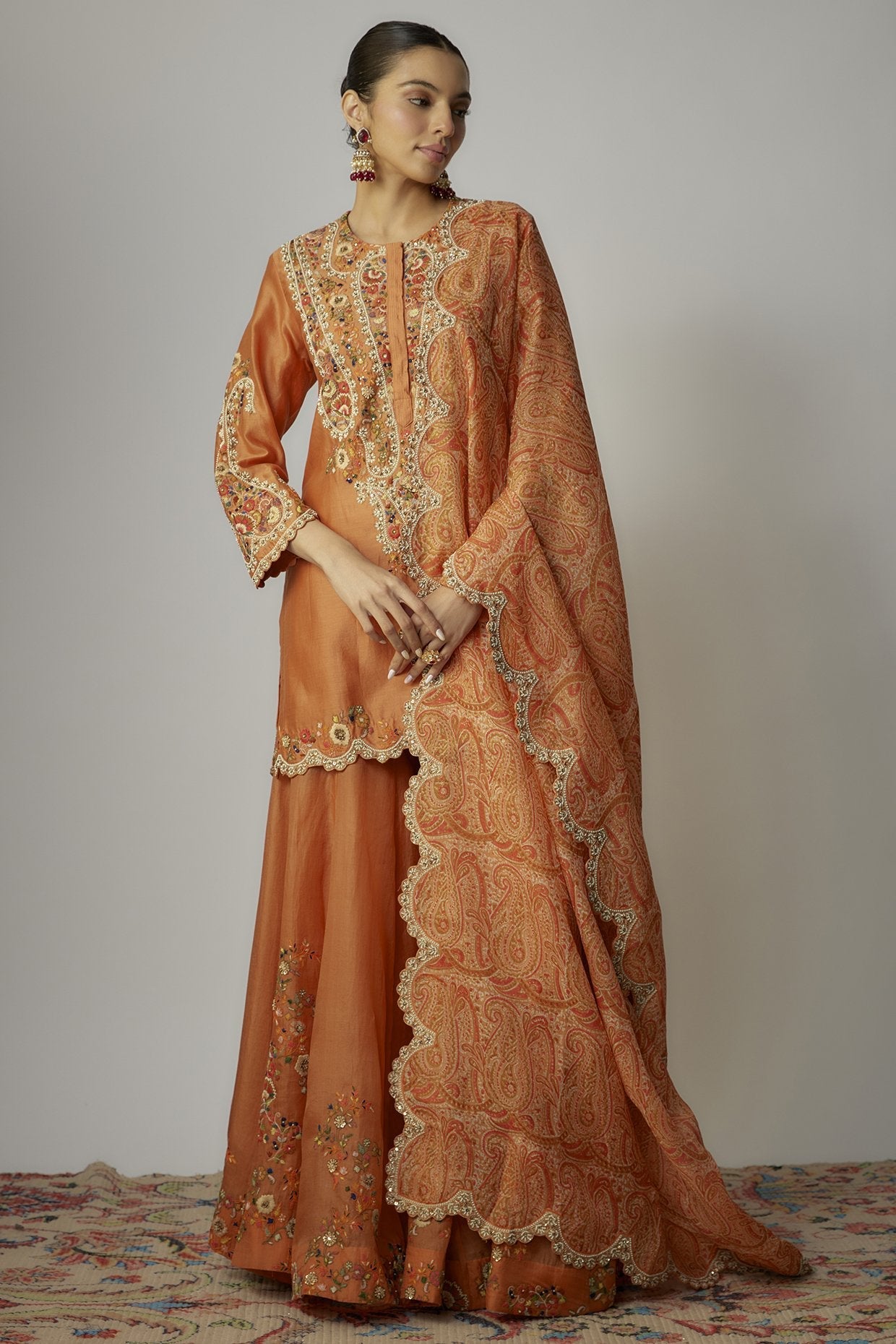Orange Organza Sharara Set