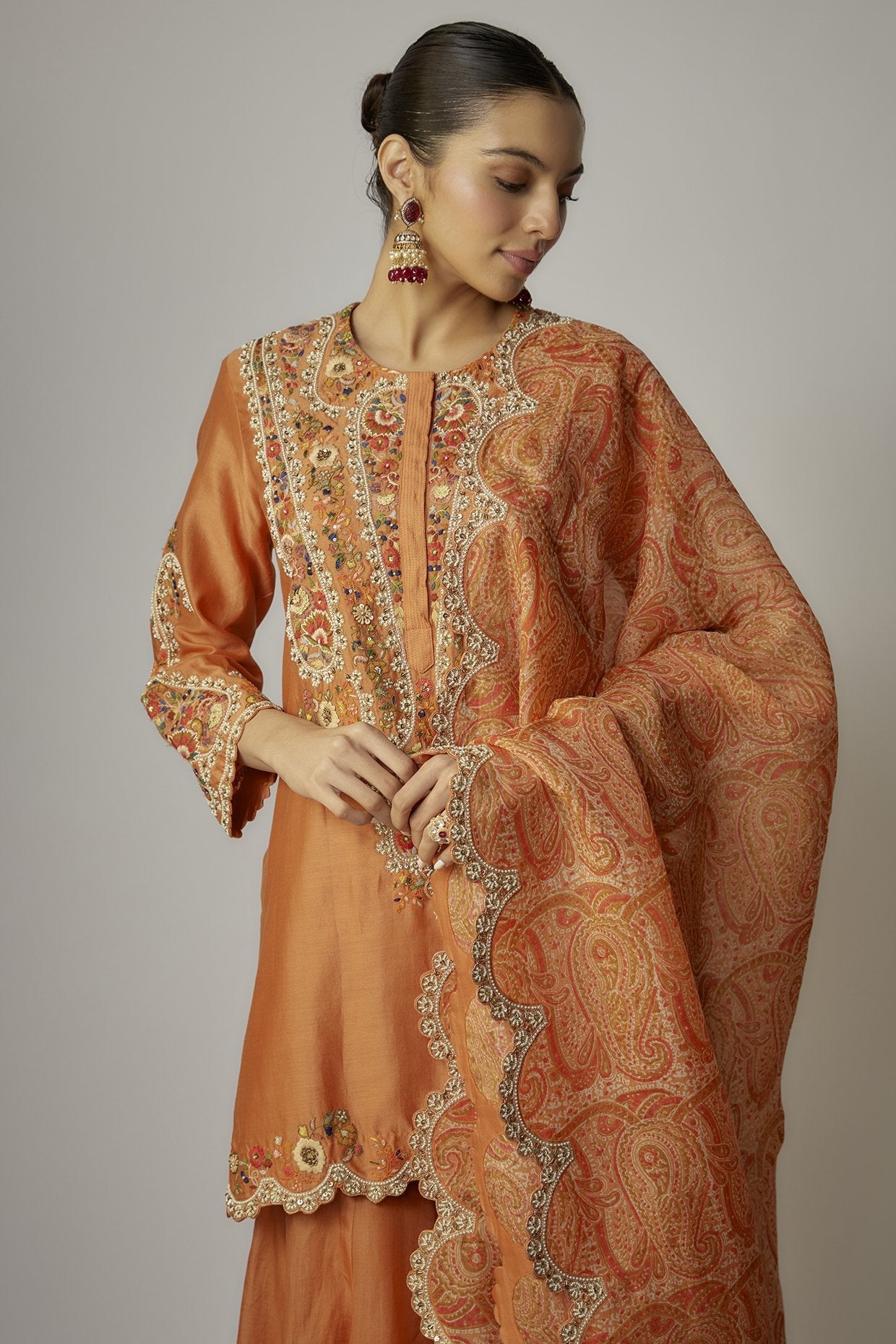 Orange Organza Sharara Set