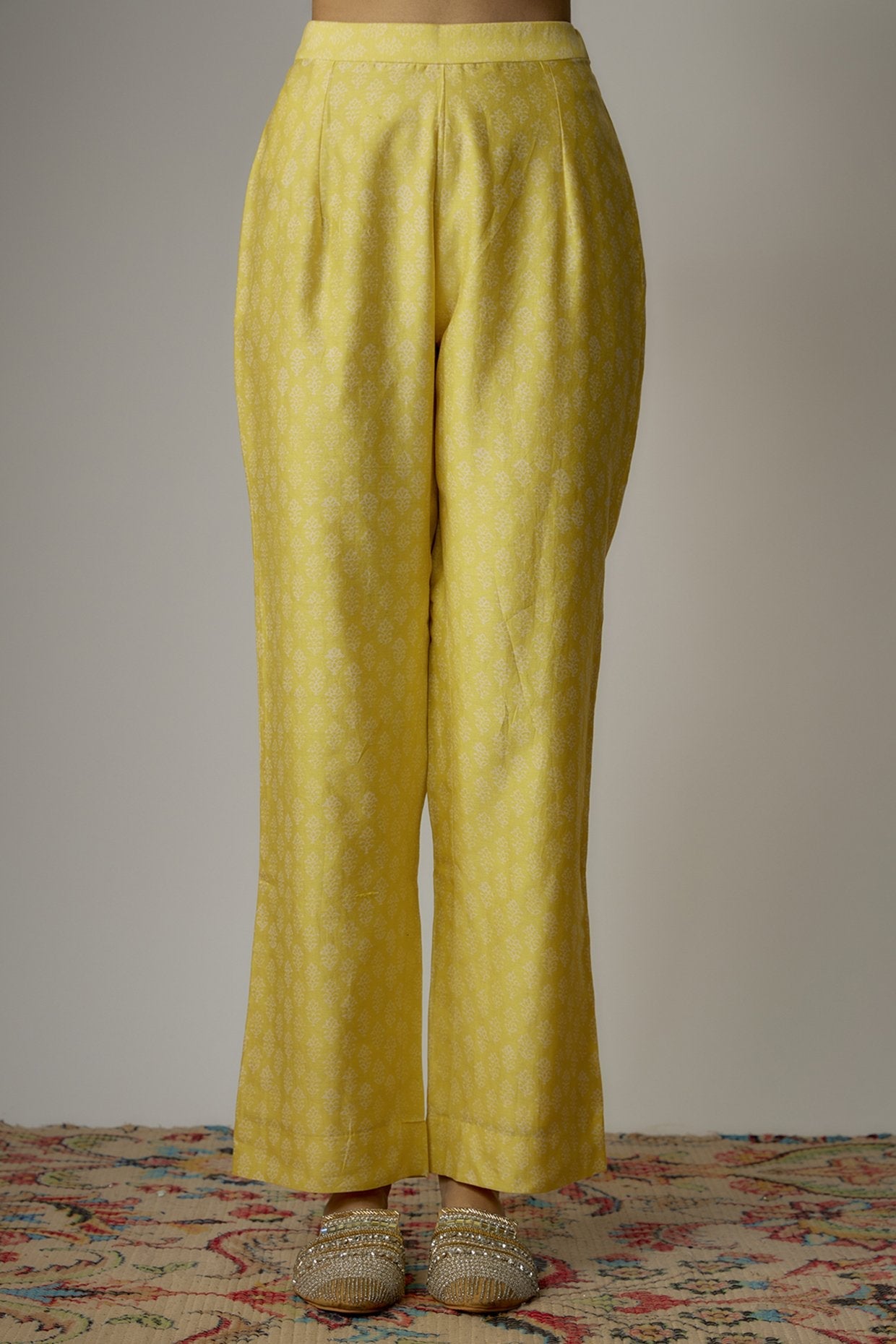 Yellow Chanderi Dori Embroidered Kurta Set