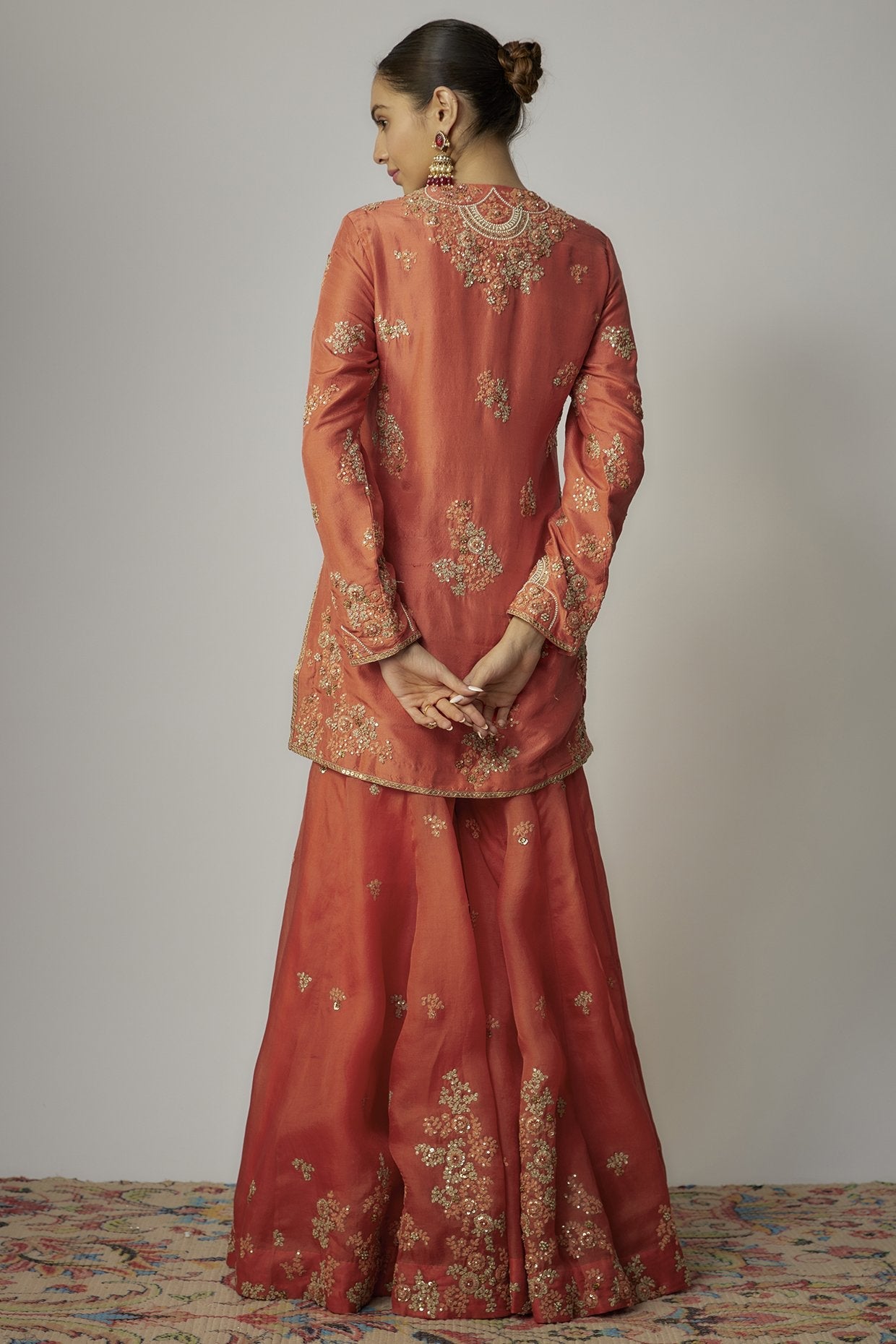 Red Organza Dori Embroidered Sharara Set