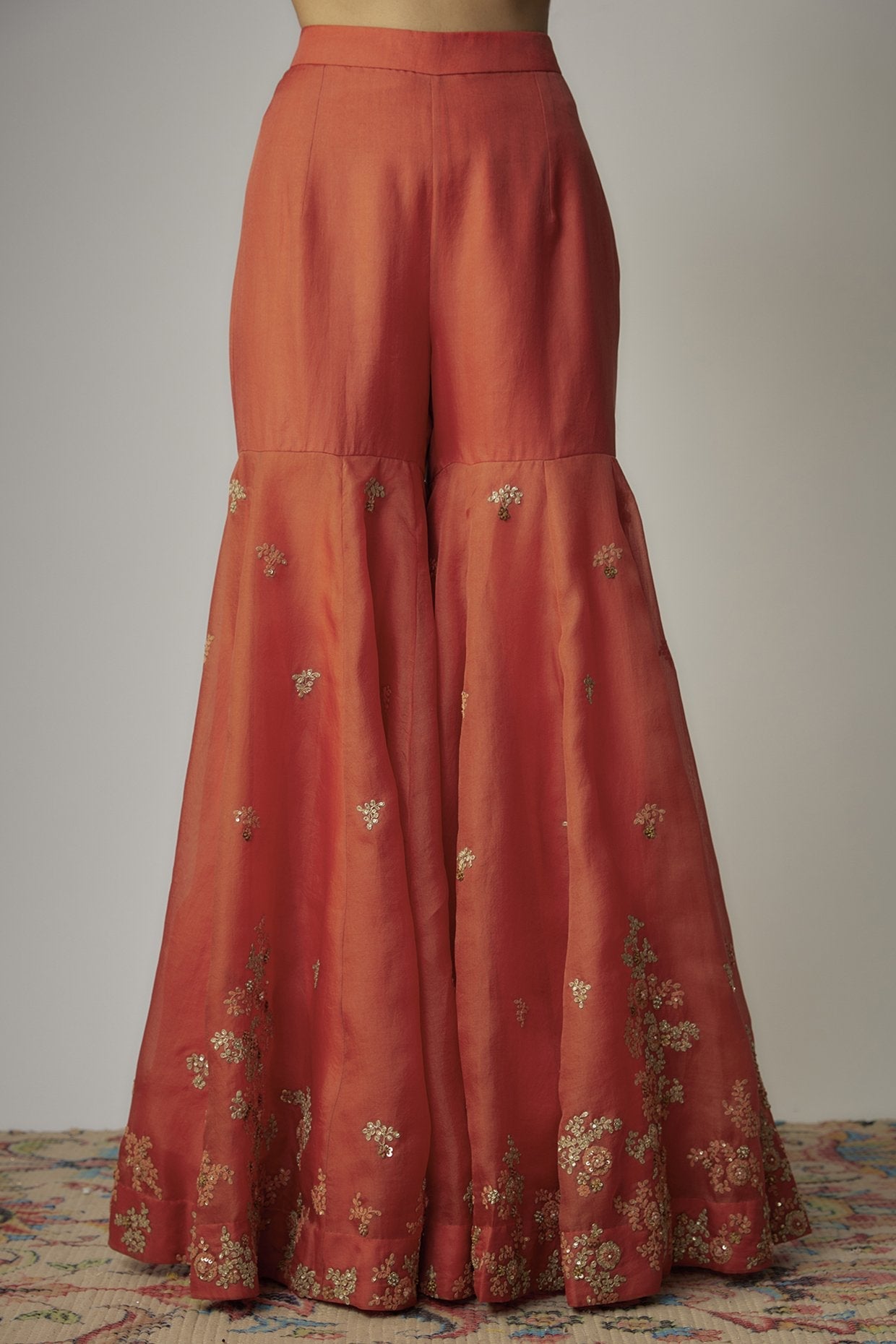 Red Organza Dori Embroidered Sharara Set