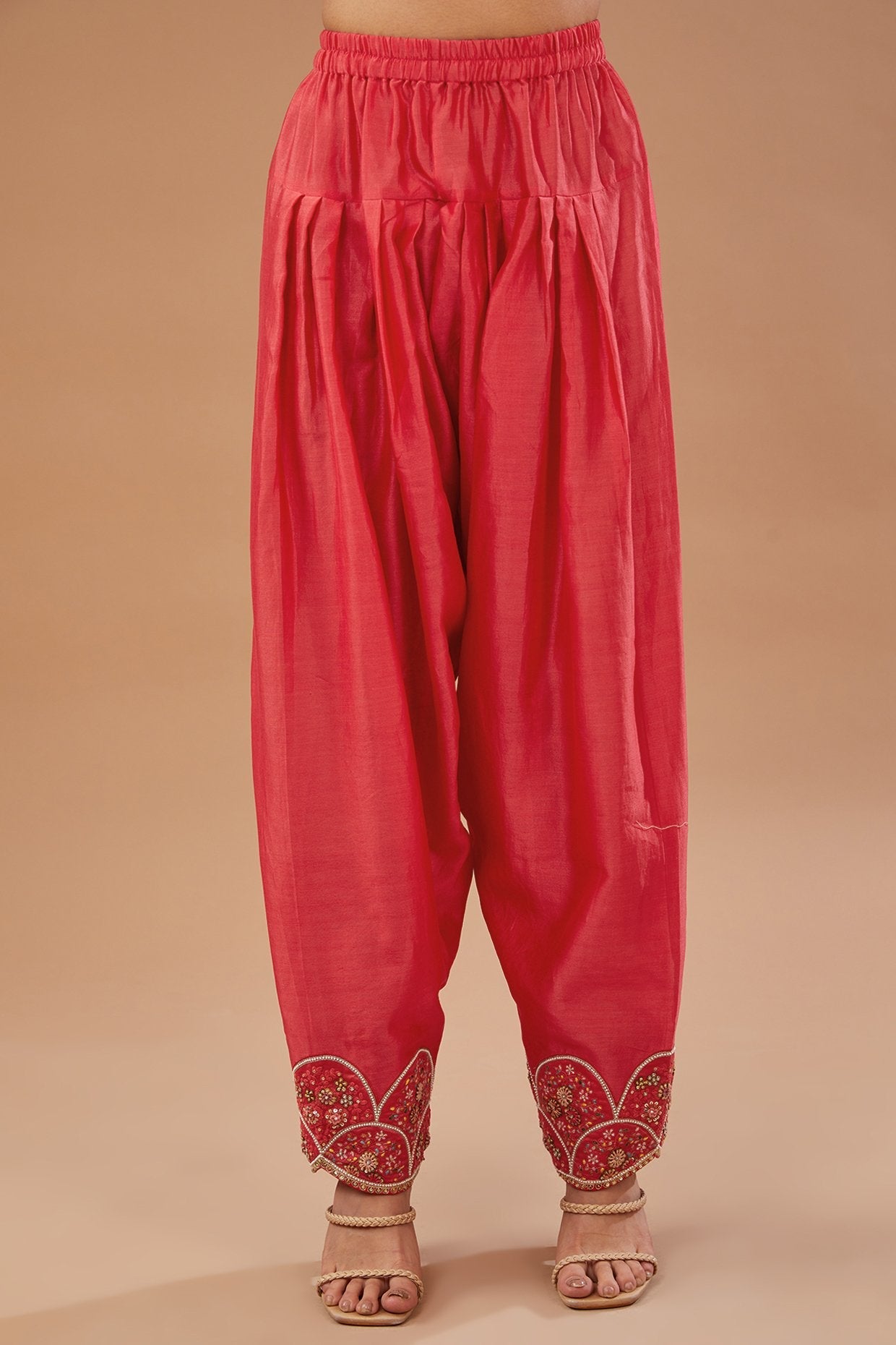 Red Chanderi Dori Embroidered Kurta Set