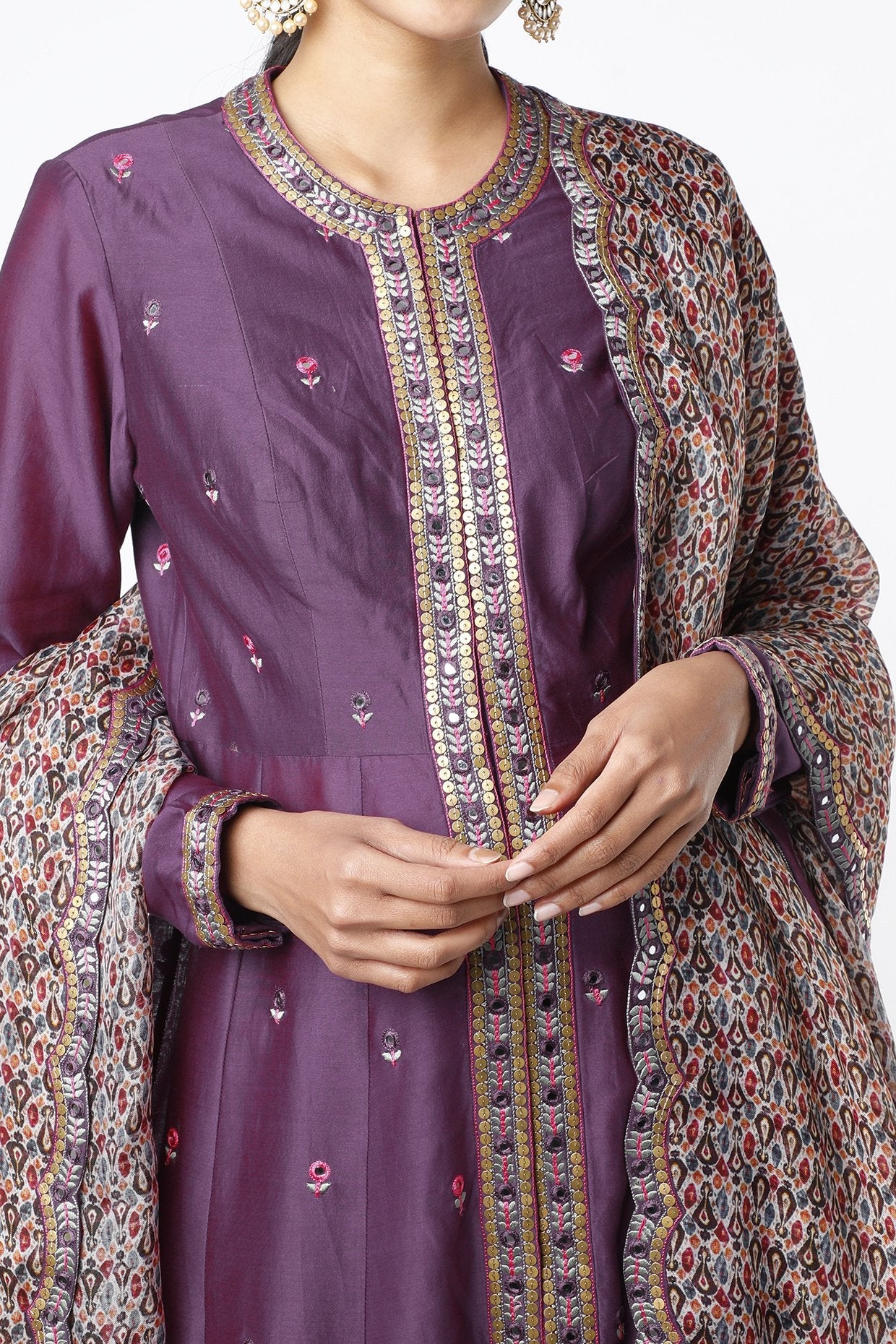 Purple Chanderi Kurta Set
