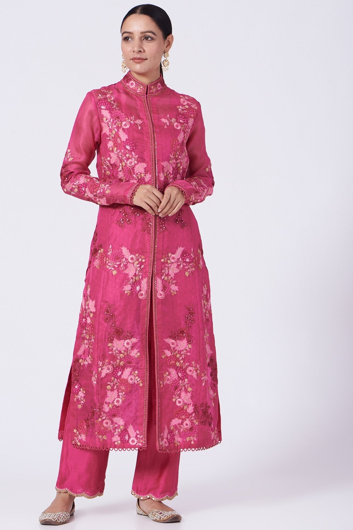 Red Embroidered Kurta Set