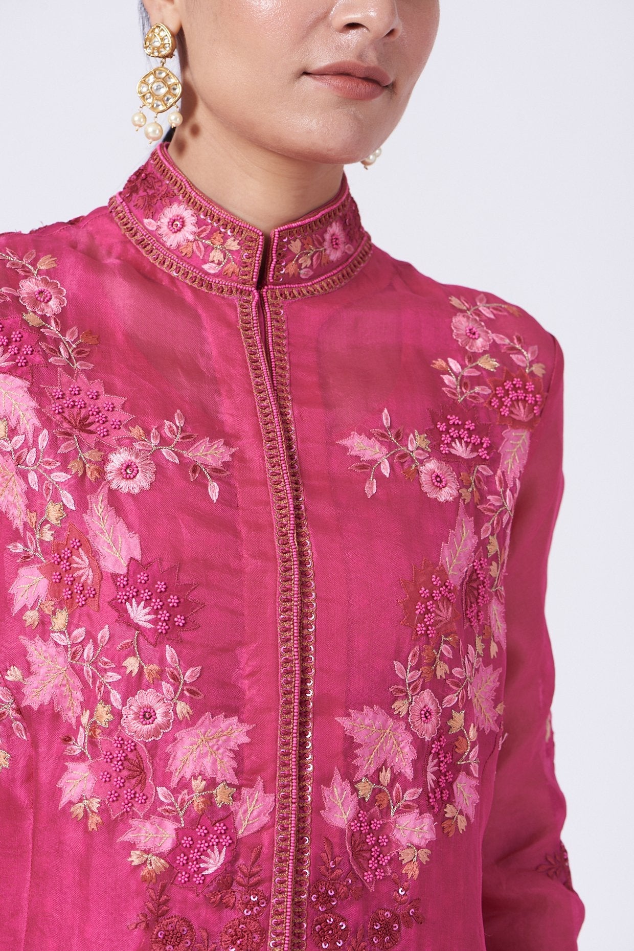 Red Embroidered Kurta Set