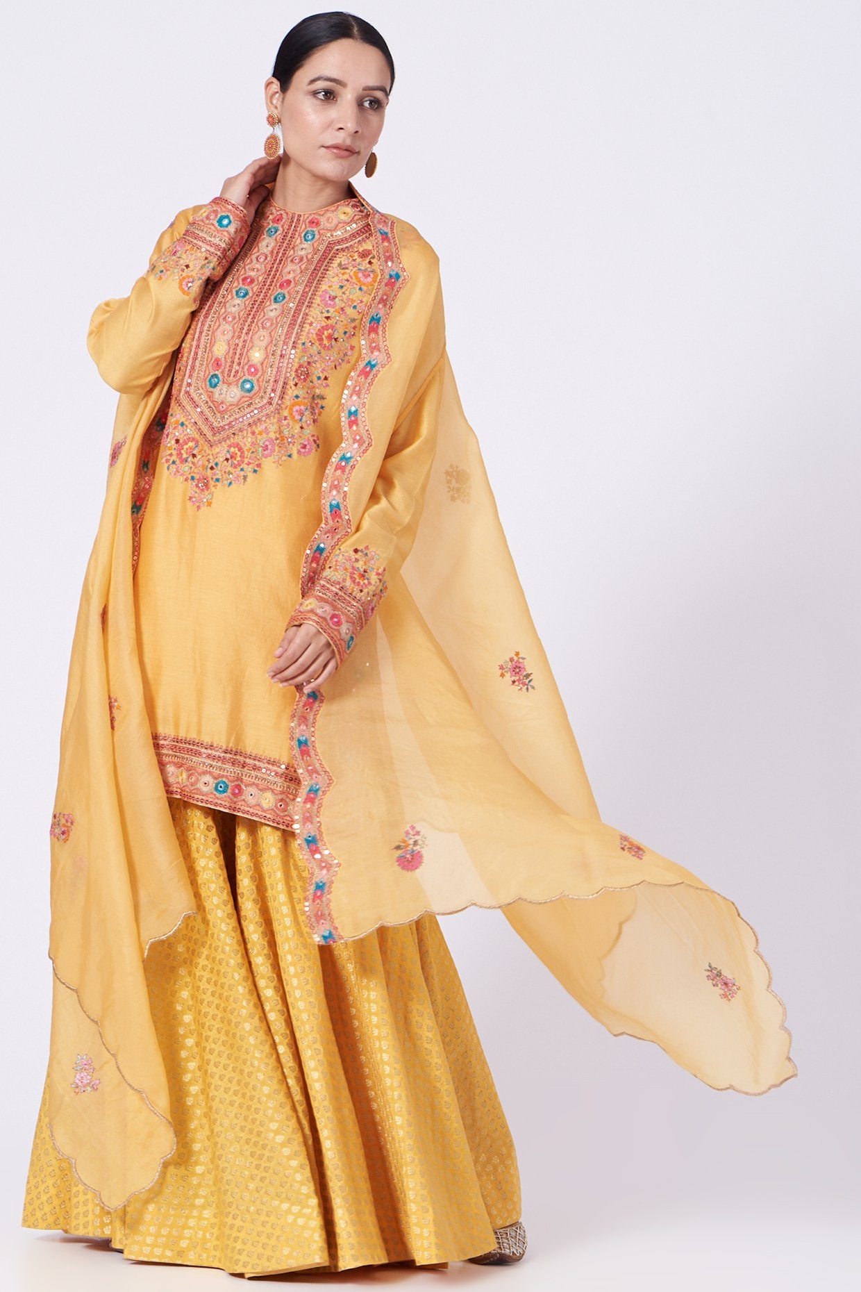 Yellow Chanderi Sharara Set