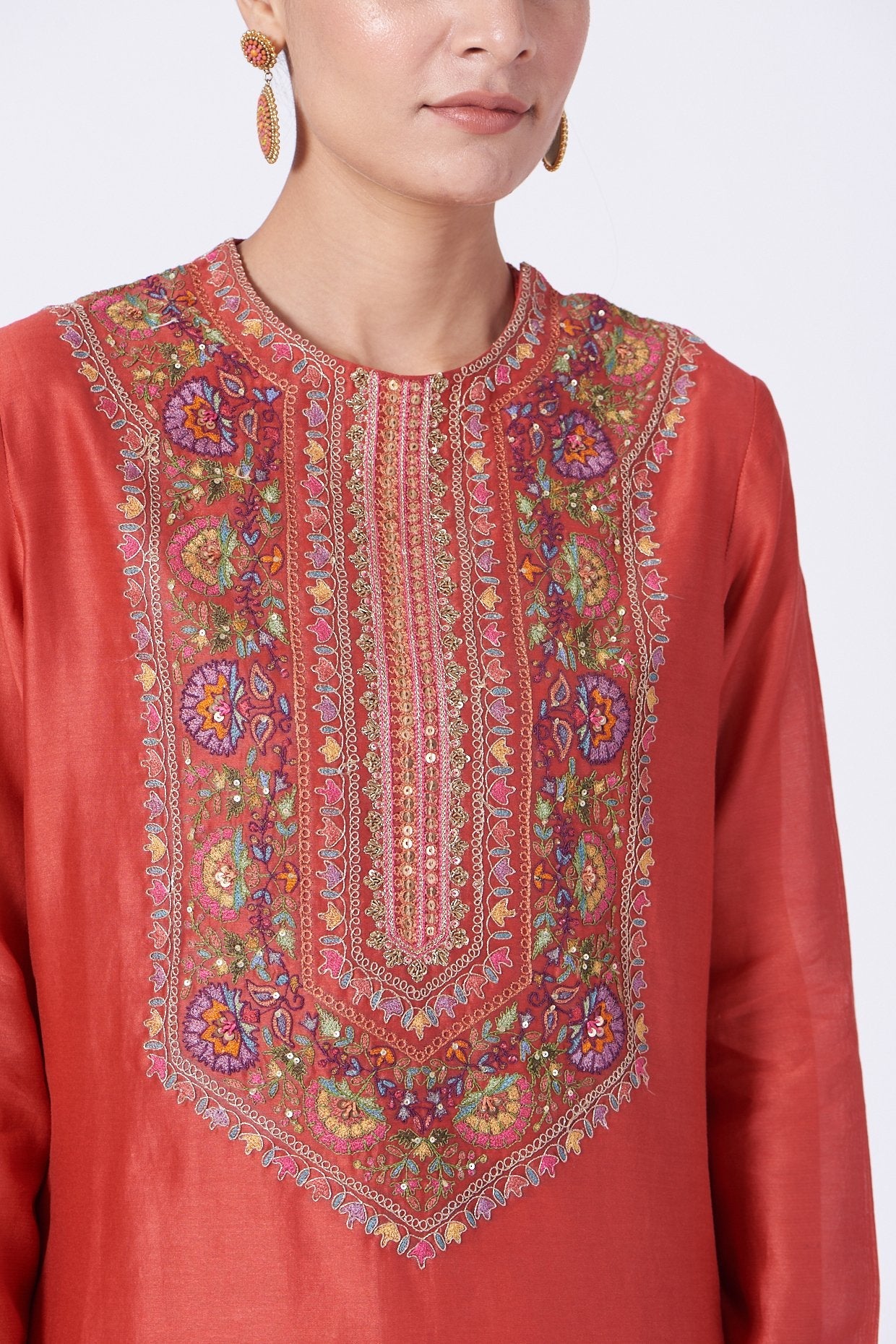 Brick Red Chanderi Sharara Set