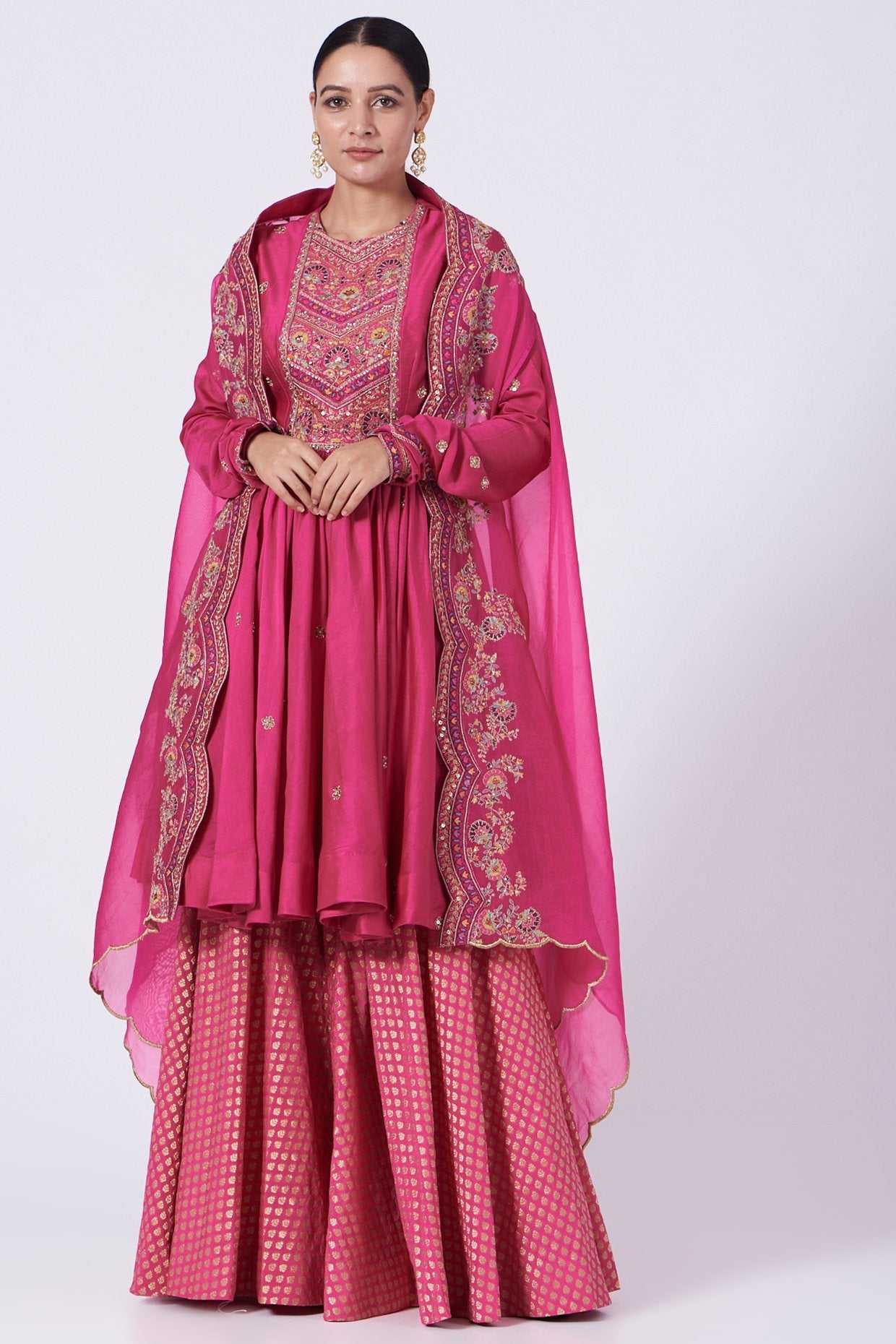 Magenta Chanderi Sharara Set