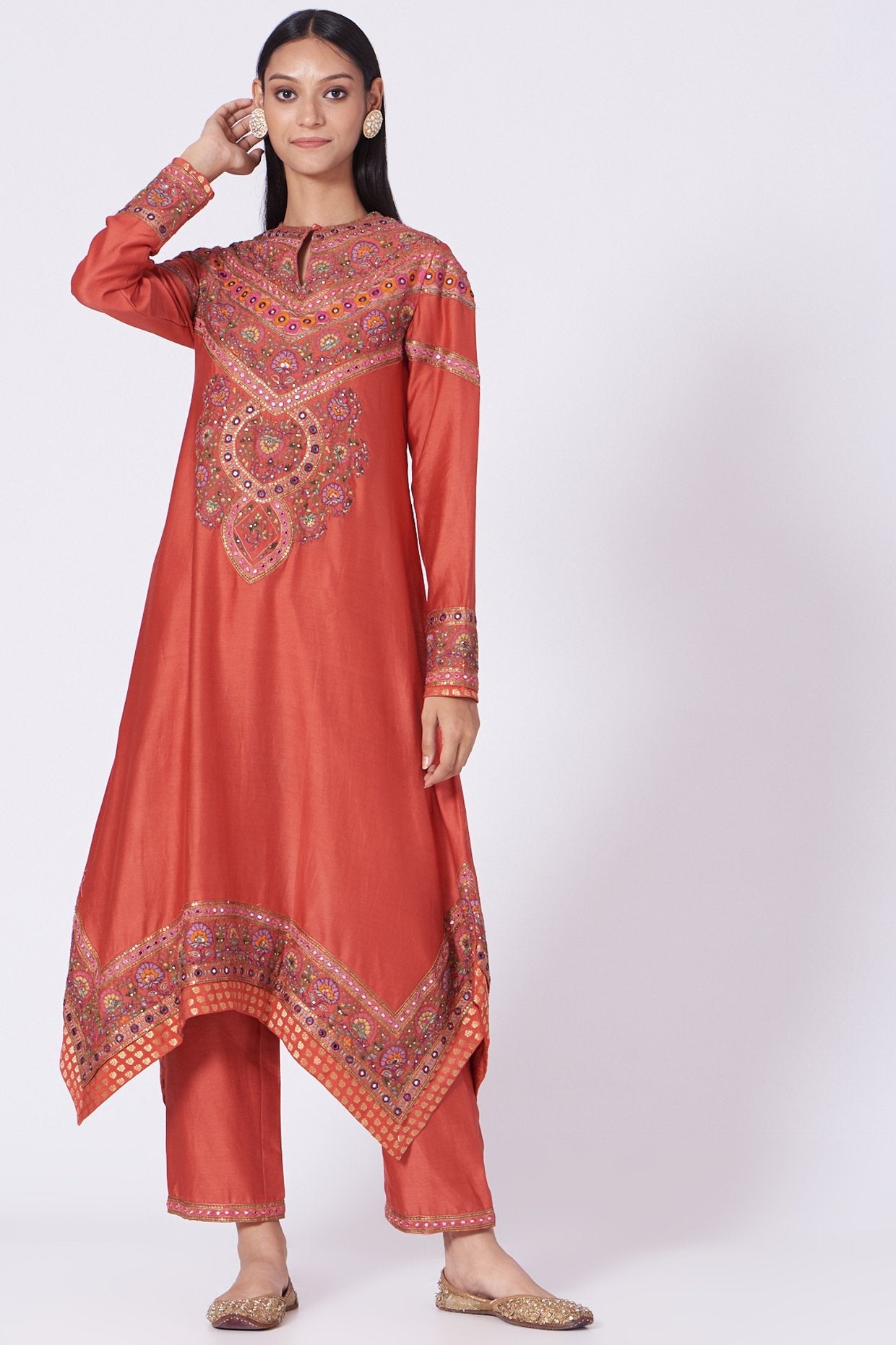 Red Zardosi Embroidered Kurta Set