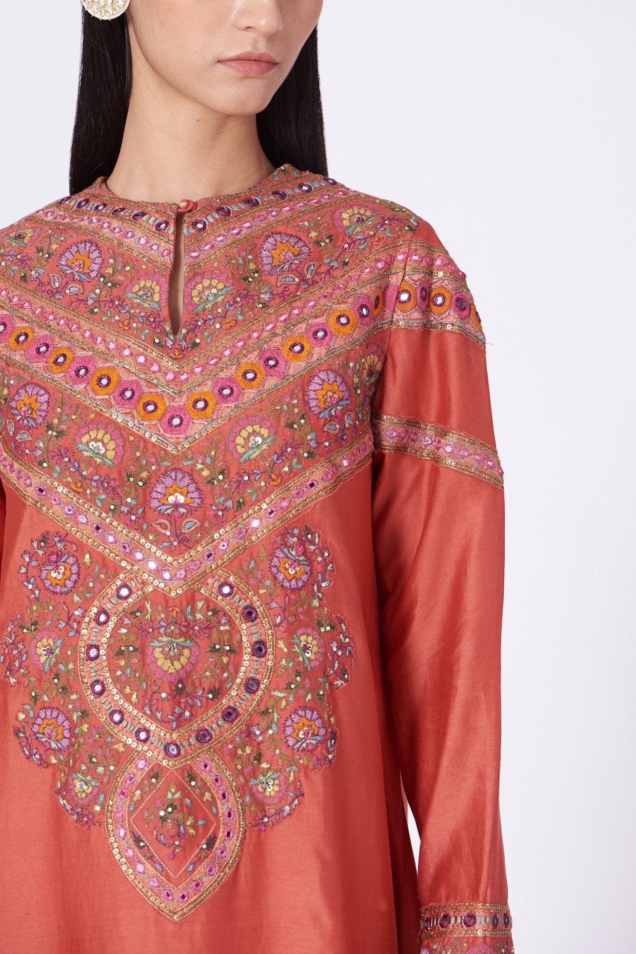 Red Zardosi Embroidered Kurta Set